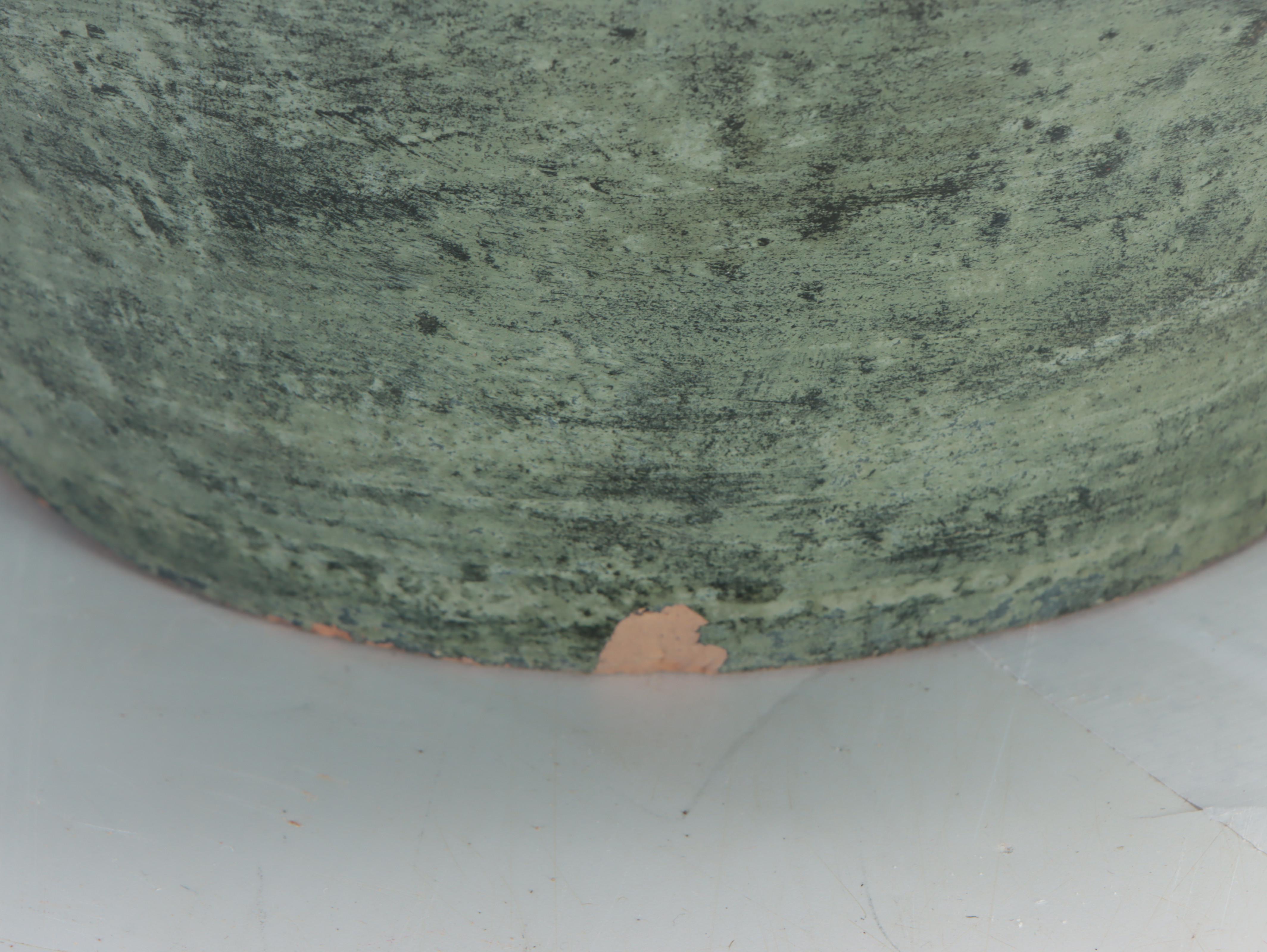 Geometric Pattern Glazed Terracotta Floor Vase