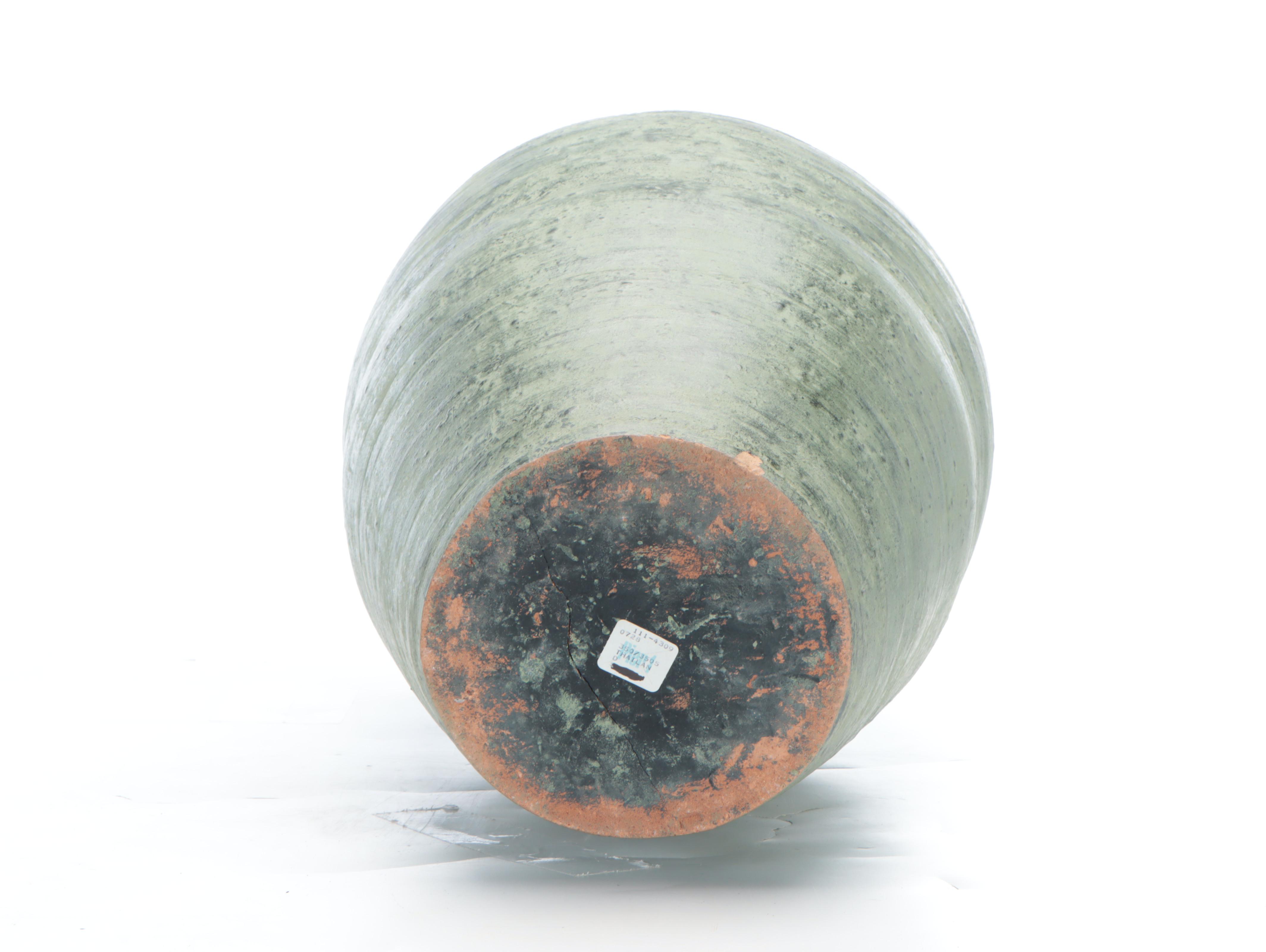 Geometric Pattern Glazed Terracotta Floor Vase