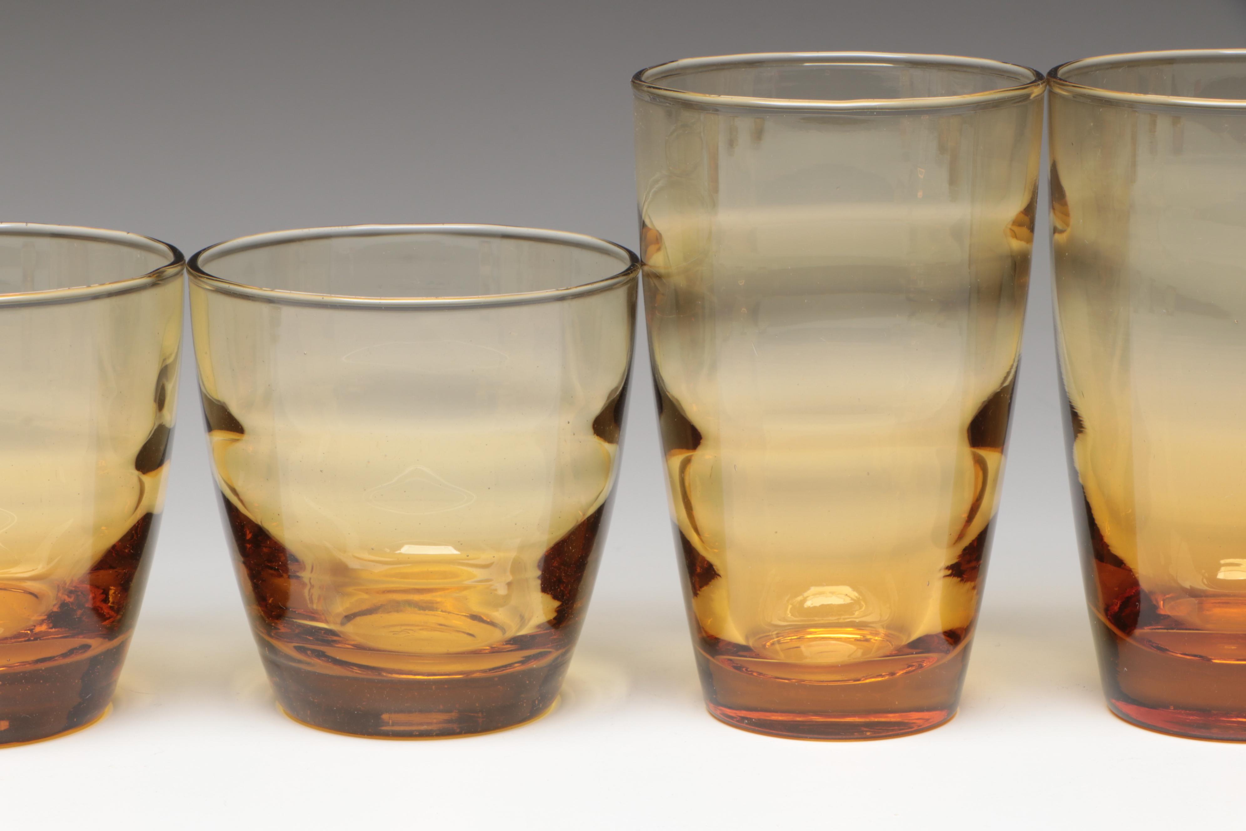 Libbey Glass "Ripple" Old Fashioned Glasses and Tumblers with Other Tableware