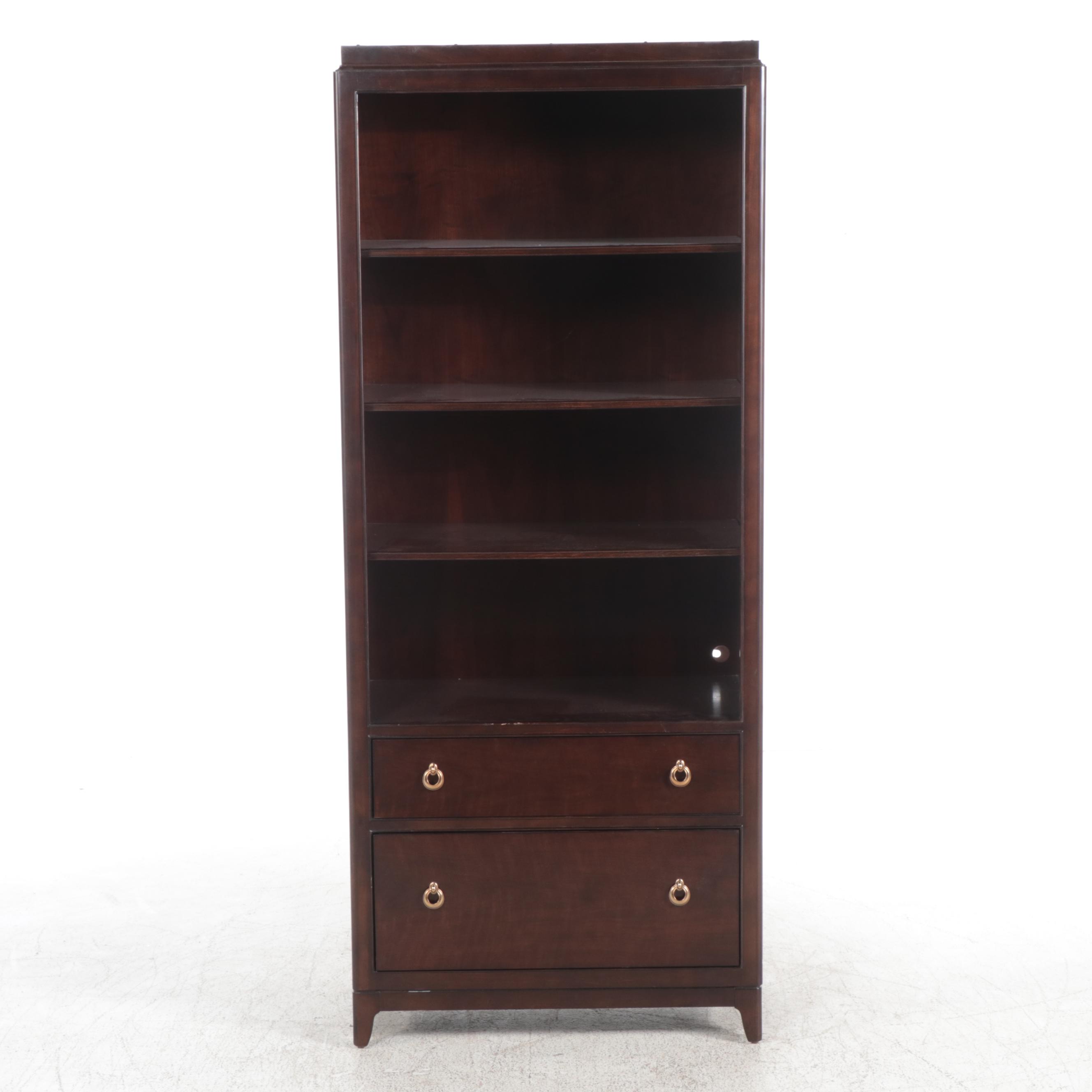 Pair of Thomasville Studio 455 Regency Style Mahogany Finish Bookshelves