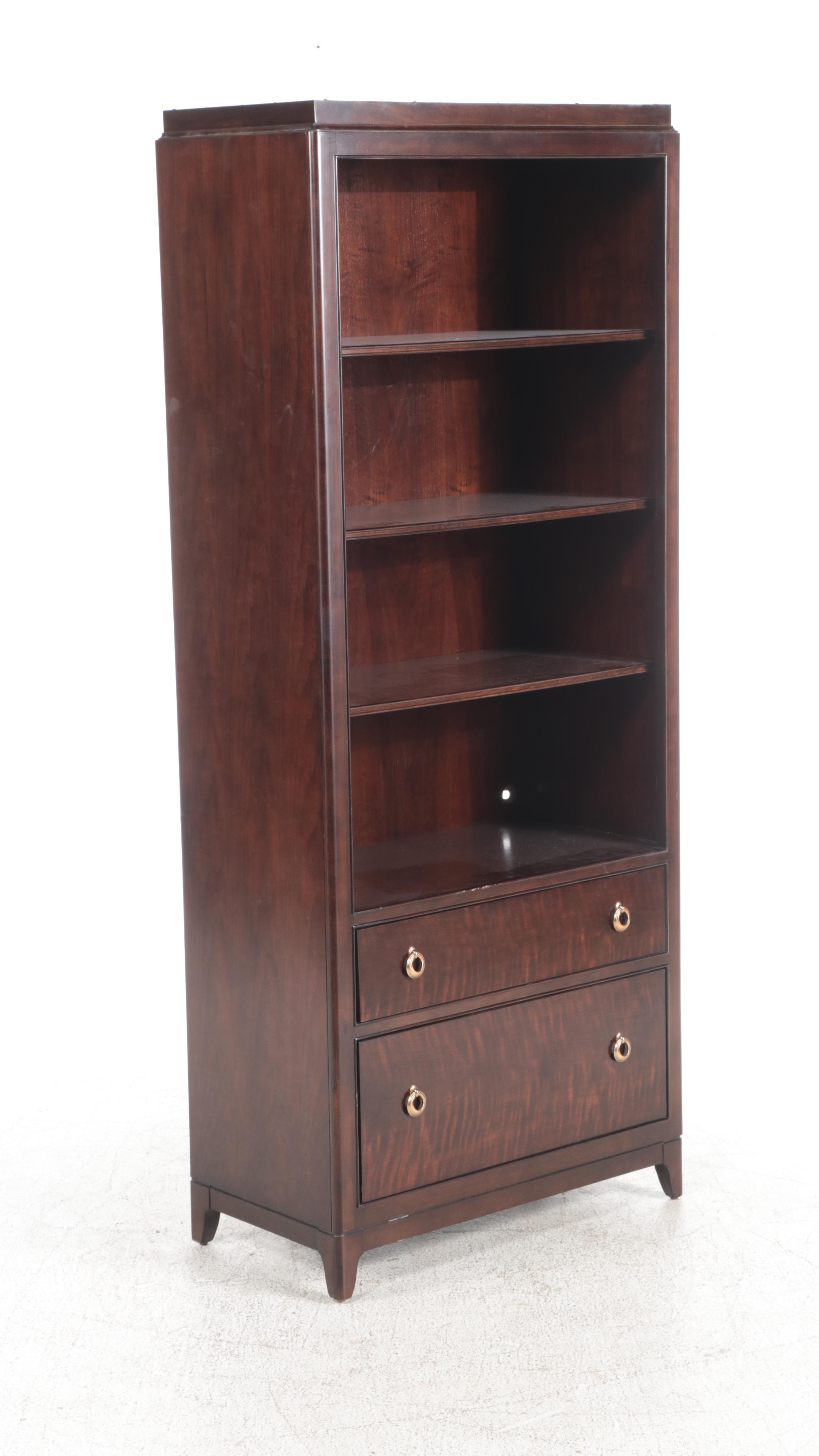 Pair of Thomasville Studio 455 Regency Style Mahogany Finish Bookshelves