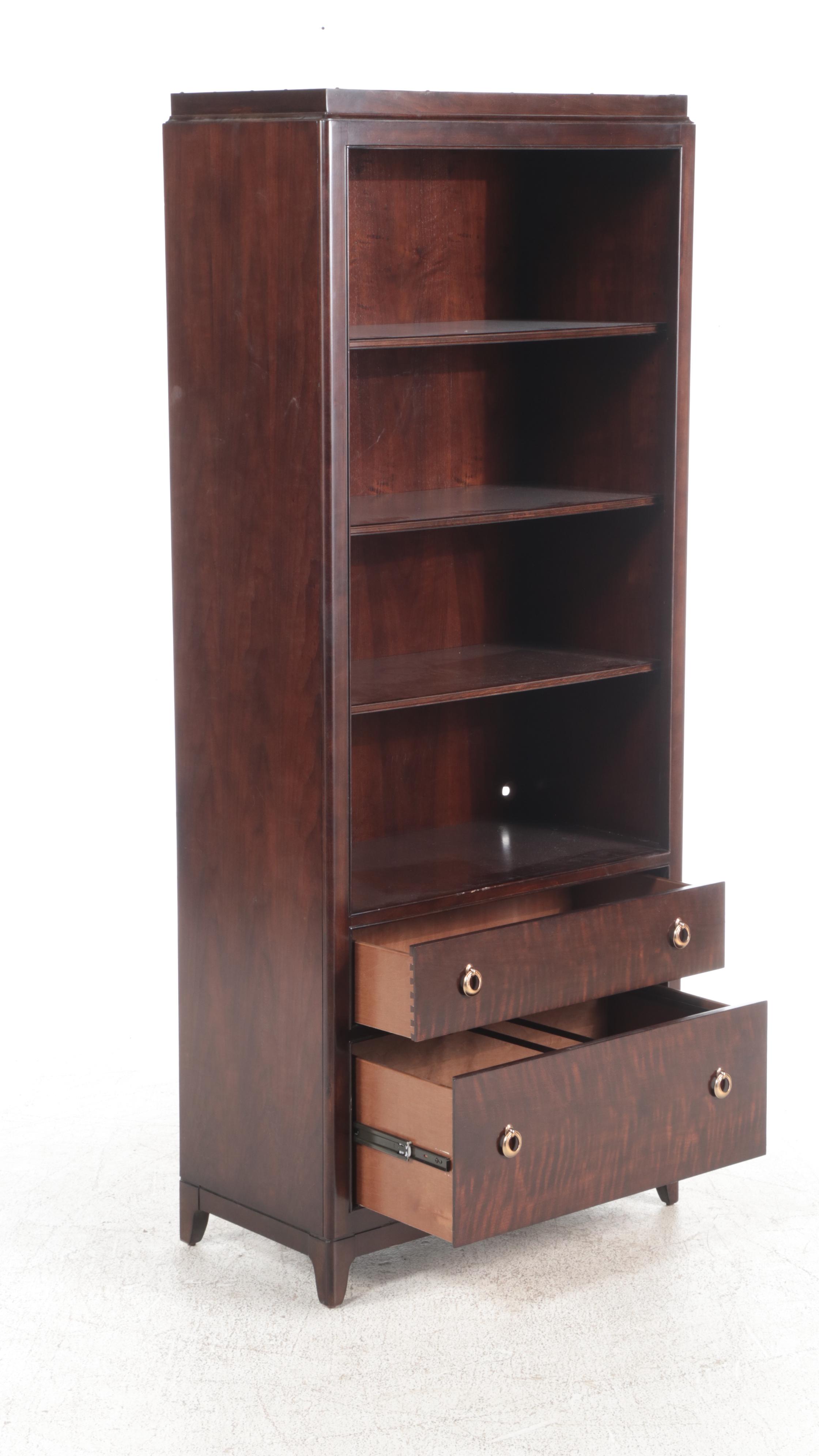 Pair of Thomasville Studio 455 Regency Style Mahogany Finish Bookshelves