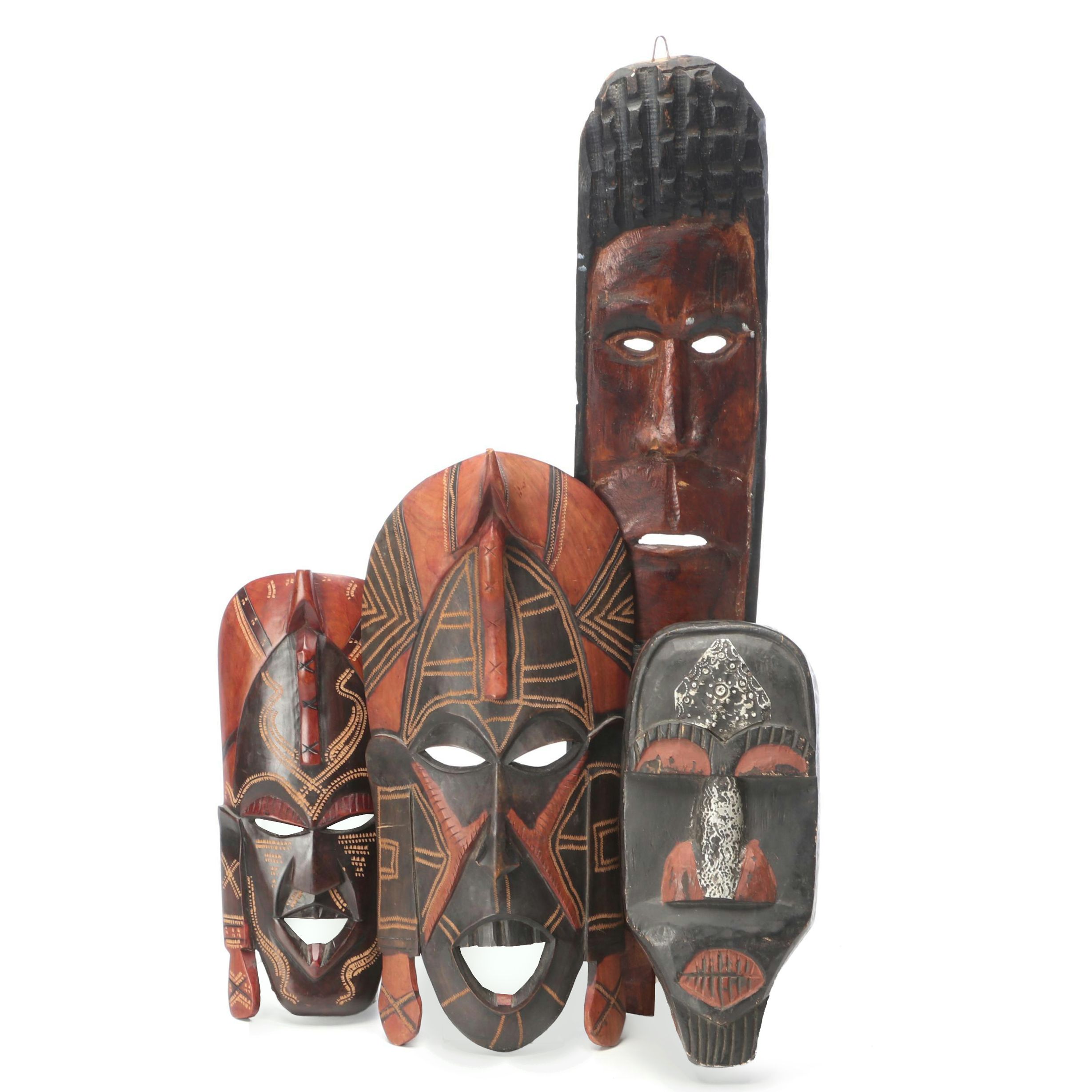 Kenyan Carved Wood Wall Hanging Mask with More Wall Hanging Masks