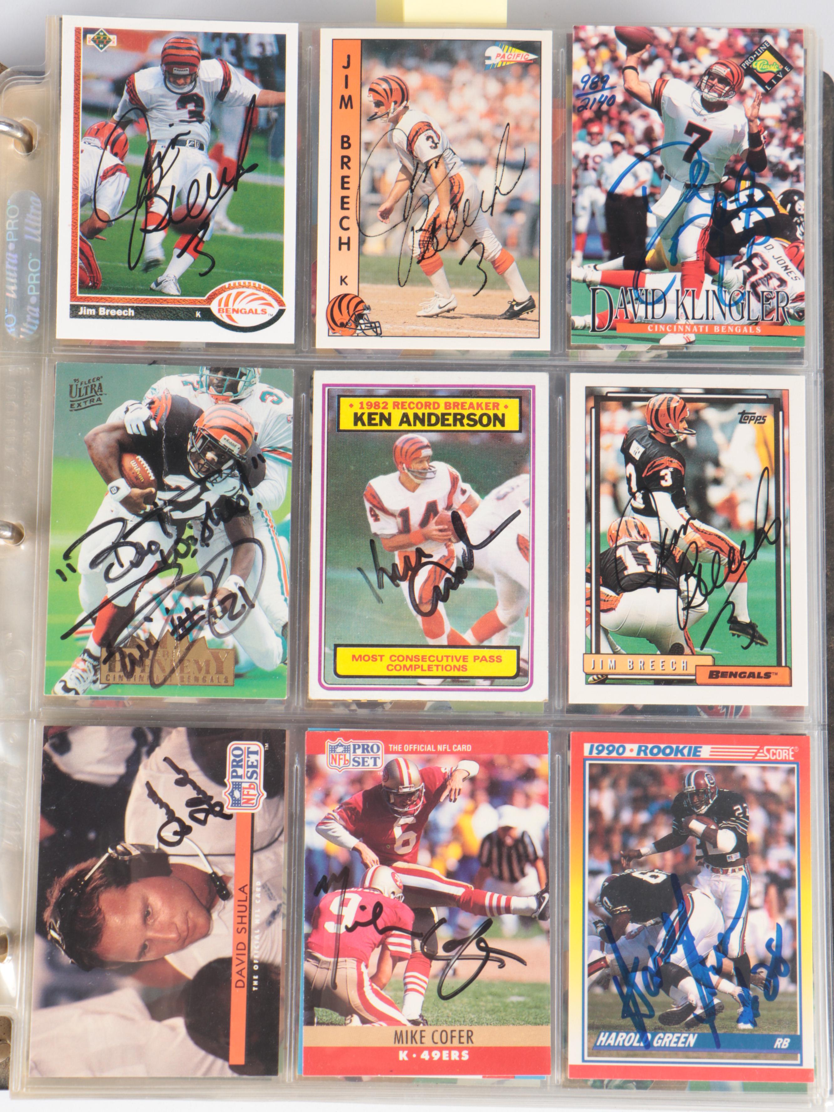 Cincinnati Bengals Signed with Other Football Cards, Late 20th Century