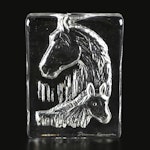 Daum France Crystal Paperweight with Horses, Late 20th Century