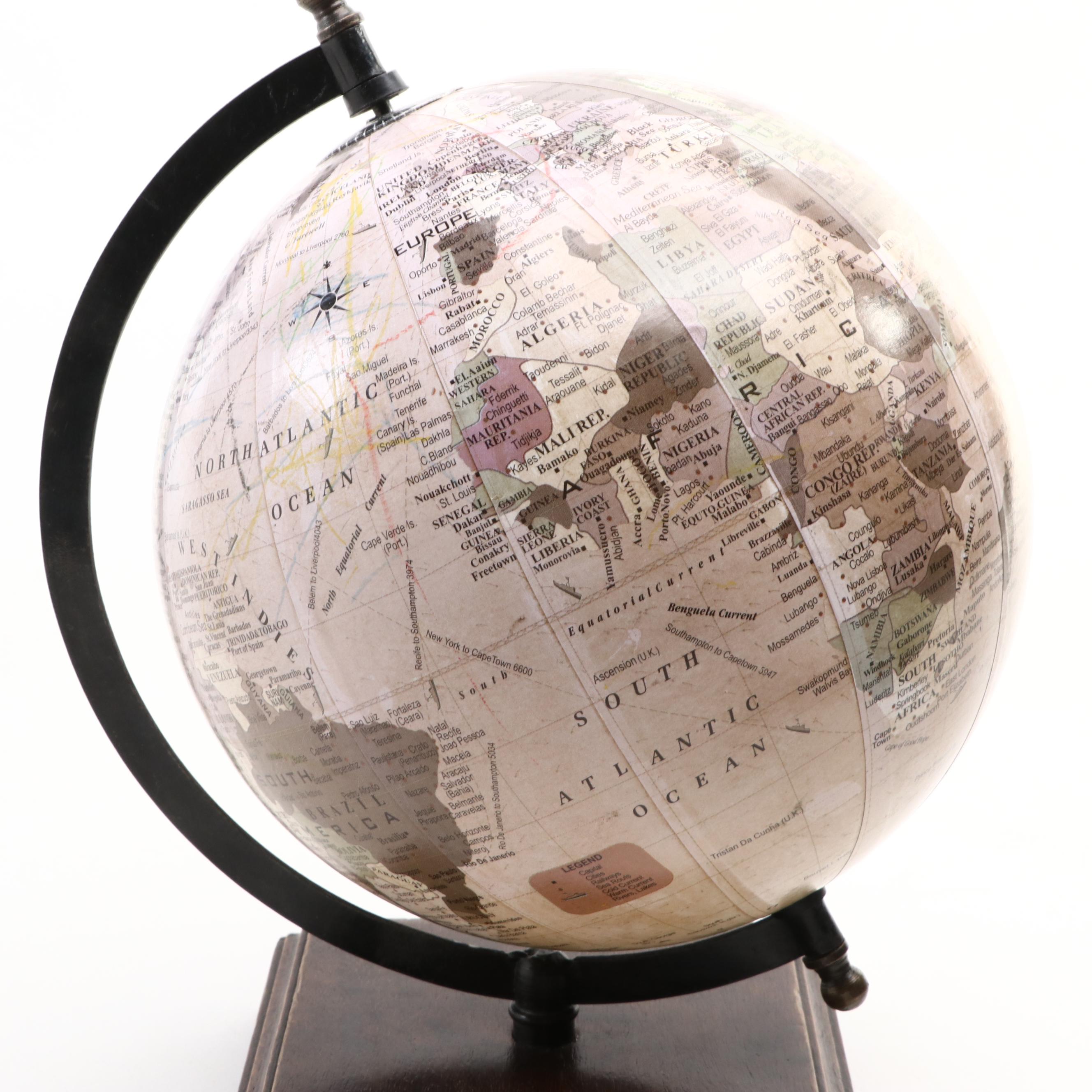 Decorative World Globe With Stained Glass Kaleidoscope