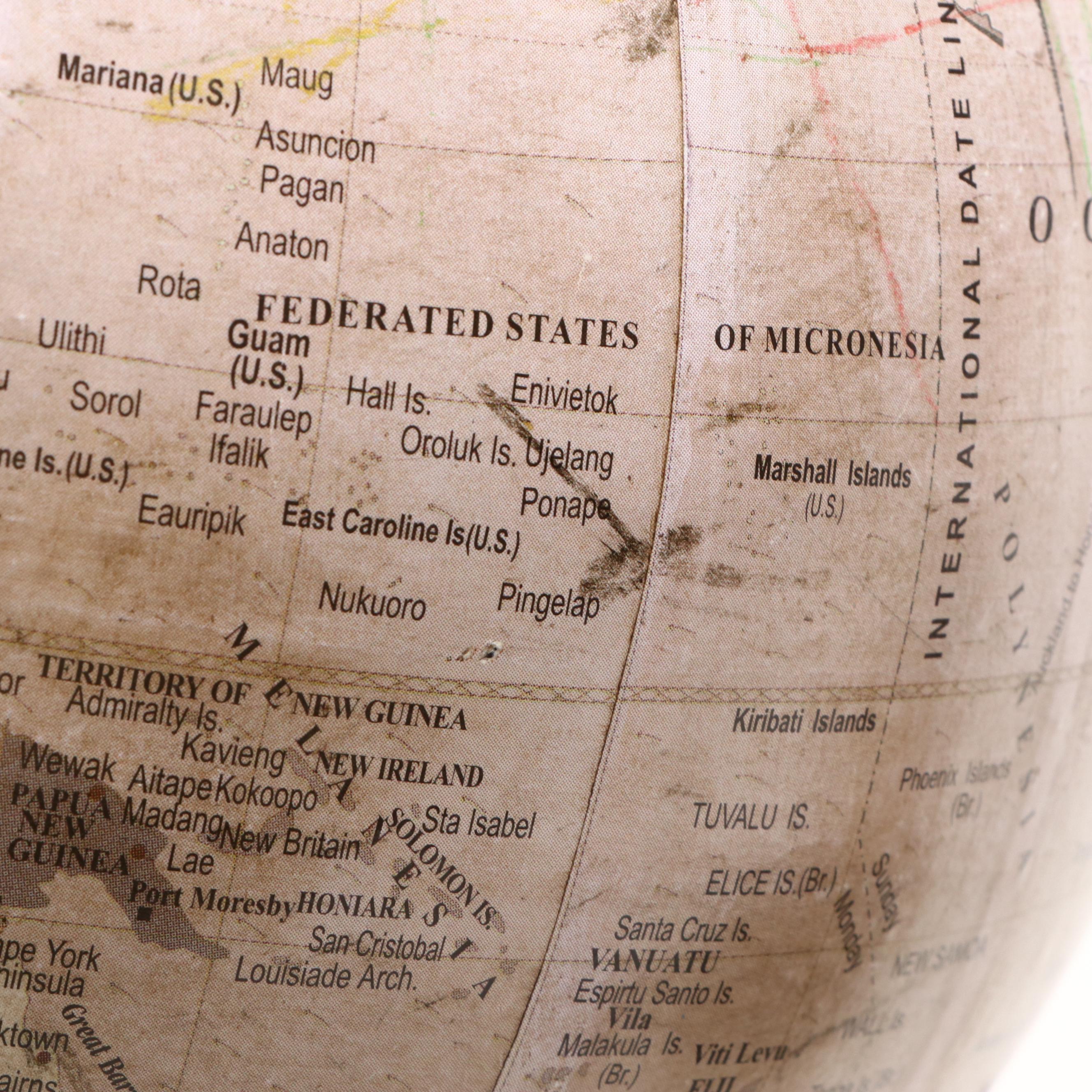 Decorative World Globe With Stained Glass Kaleidoscope