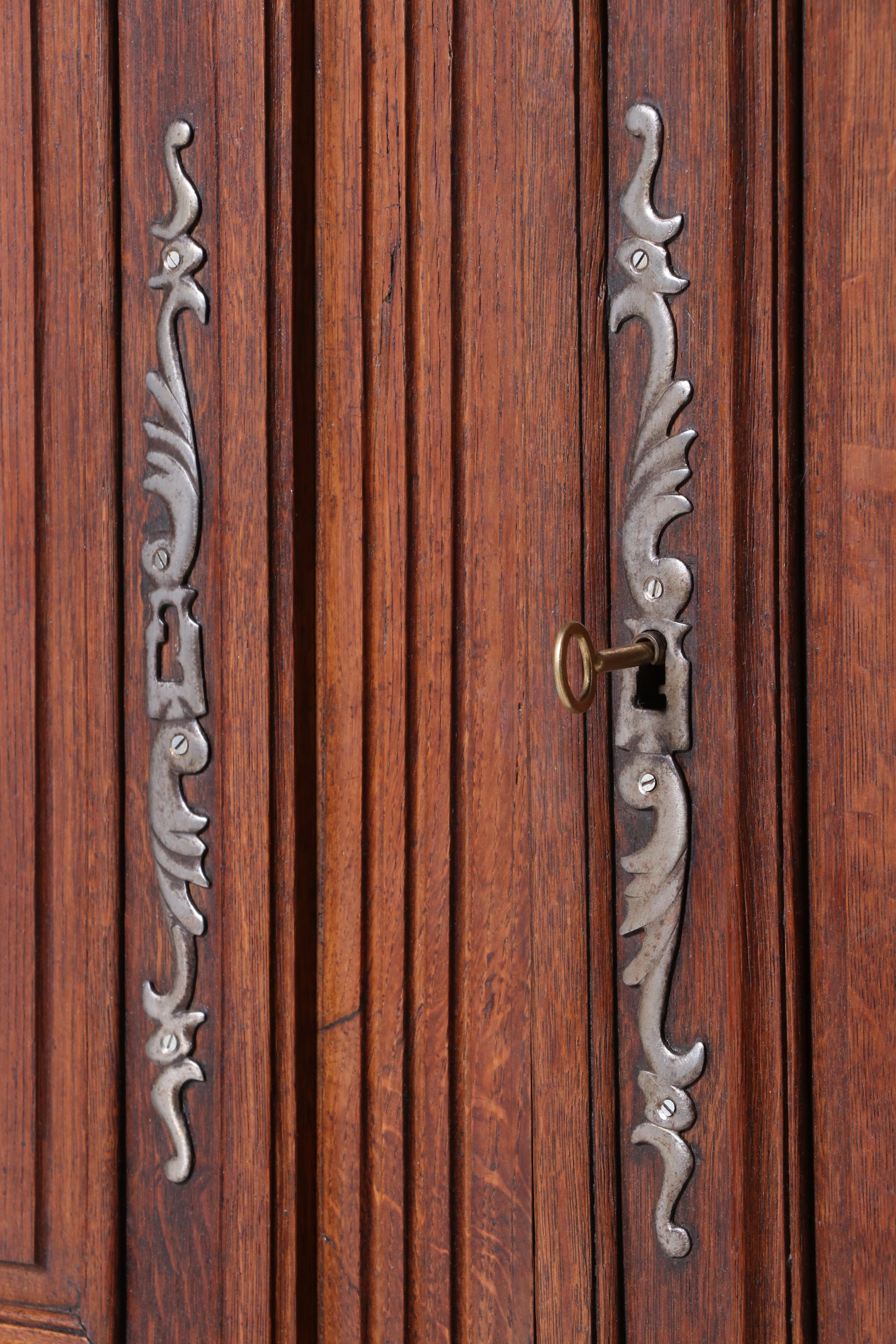 French Provincial Oak Two-Part Cabinet, 19th Century