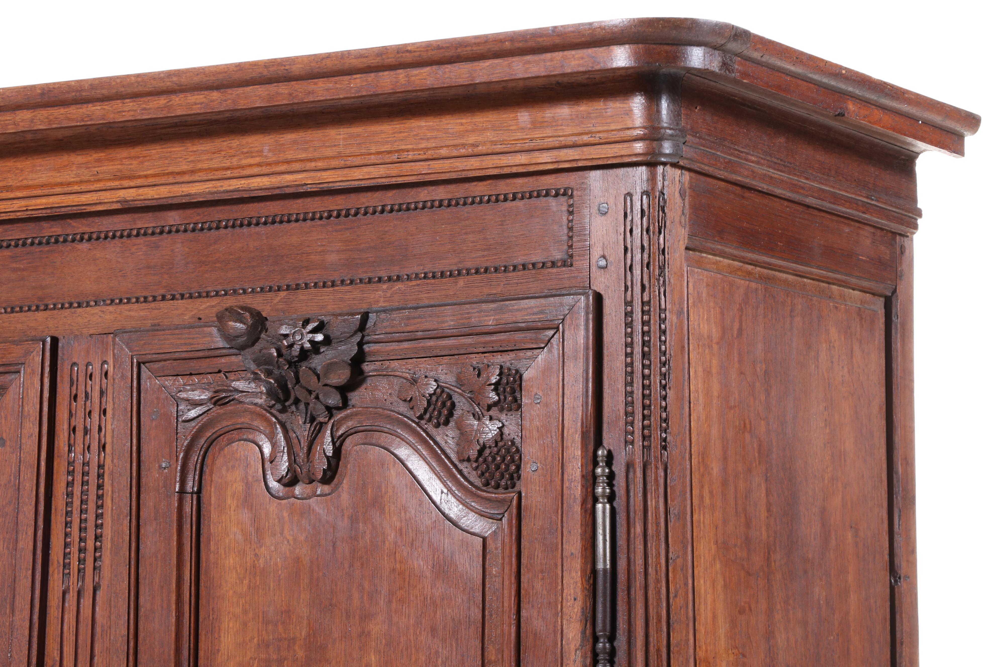 French Provincial Oak Two-Part Cabinet, 19th Century