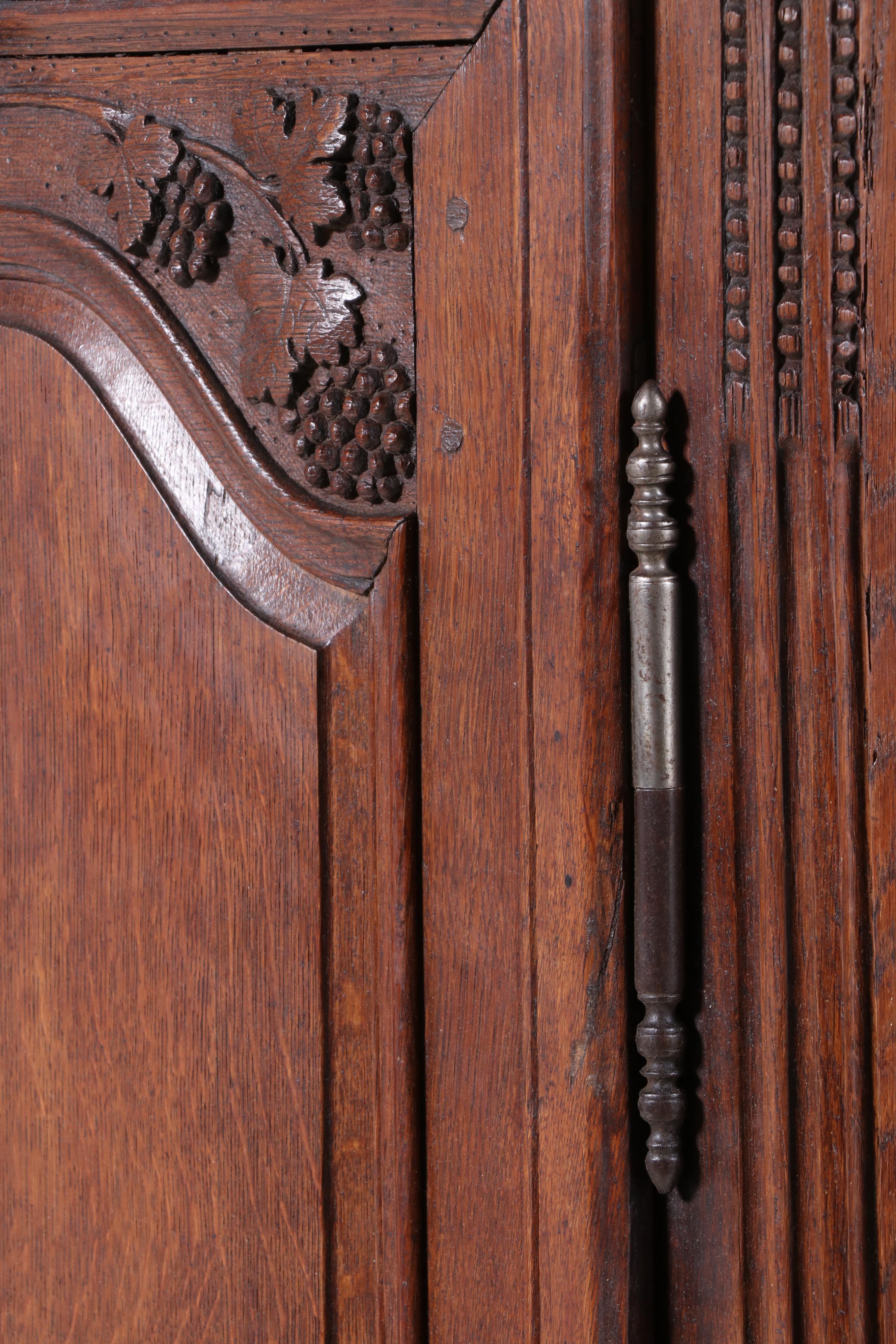 French Provincial Oak Two-Part Cabinet, 19th Century