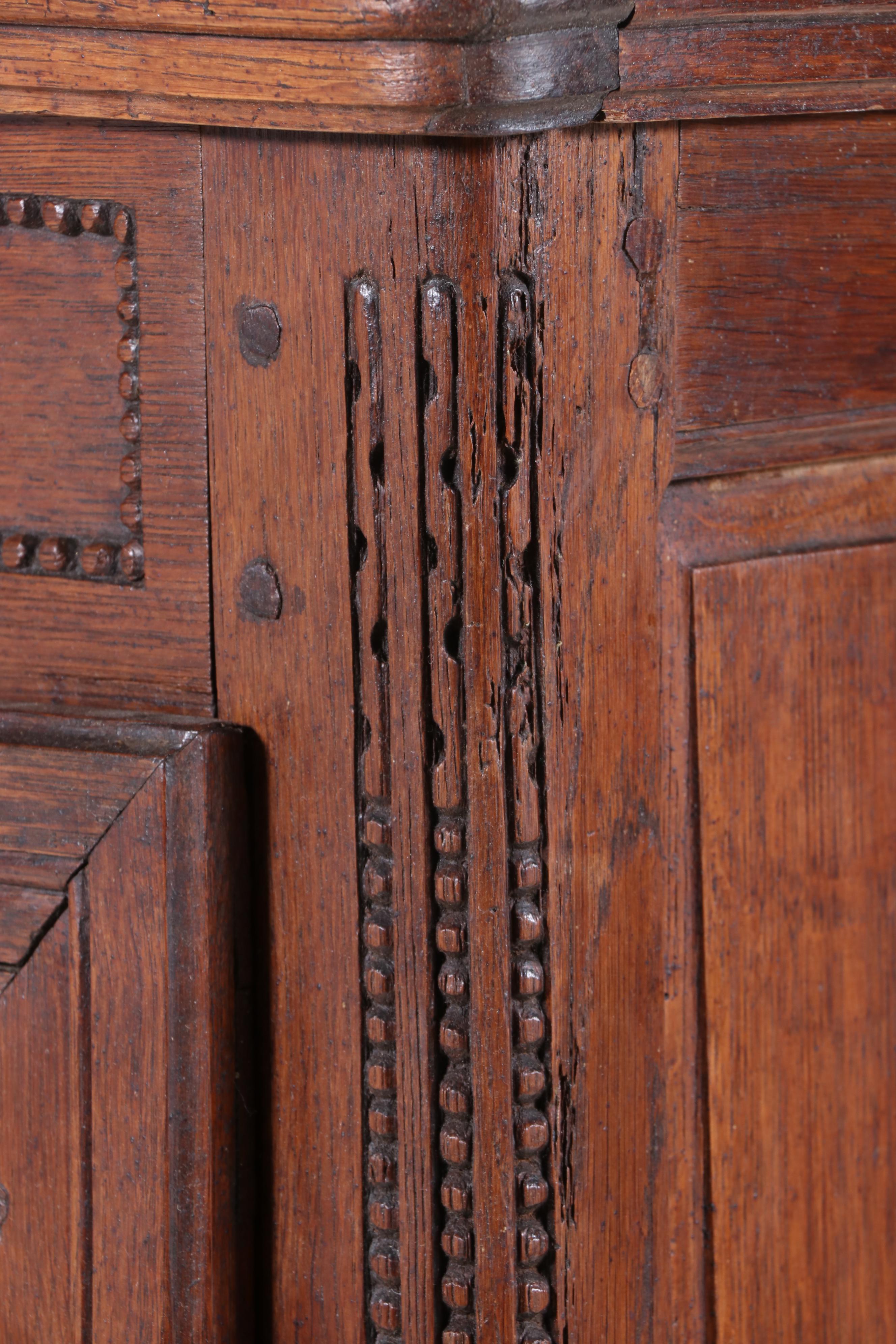 French Provincial Oak Two-Part Cabinet, 19th Century