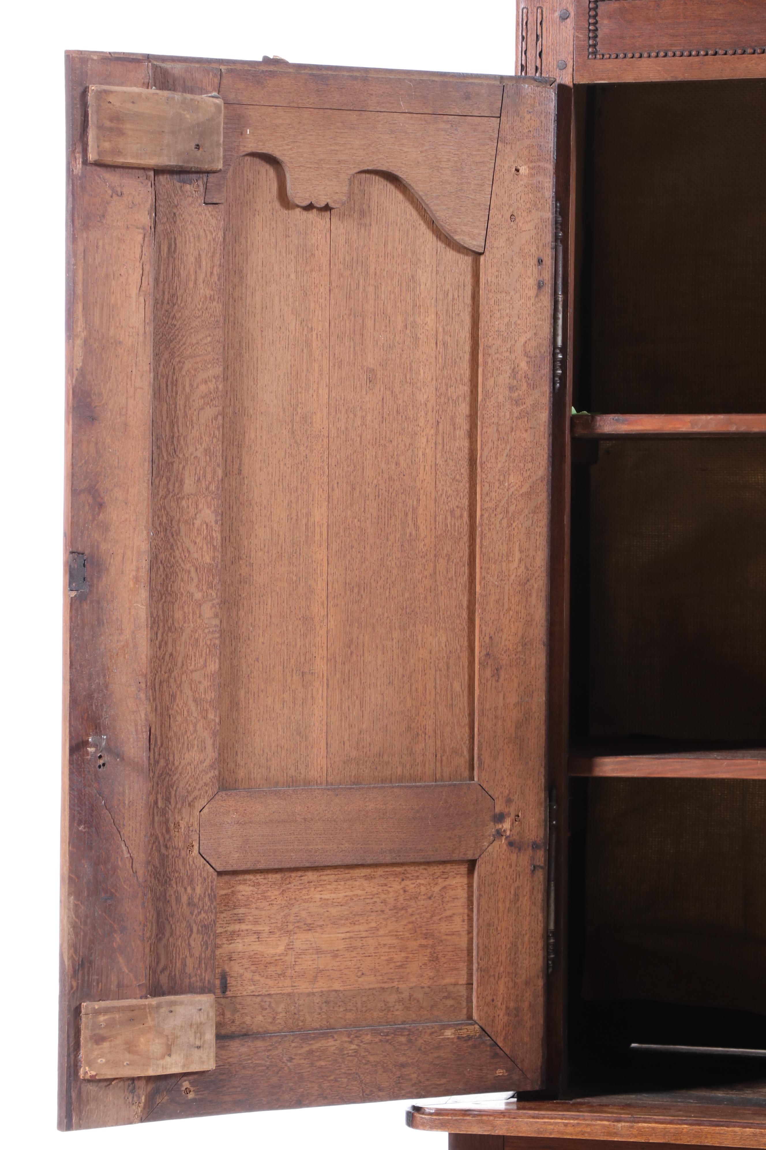 French Provincial Oak Two-Part Cabinet, 19th Century