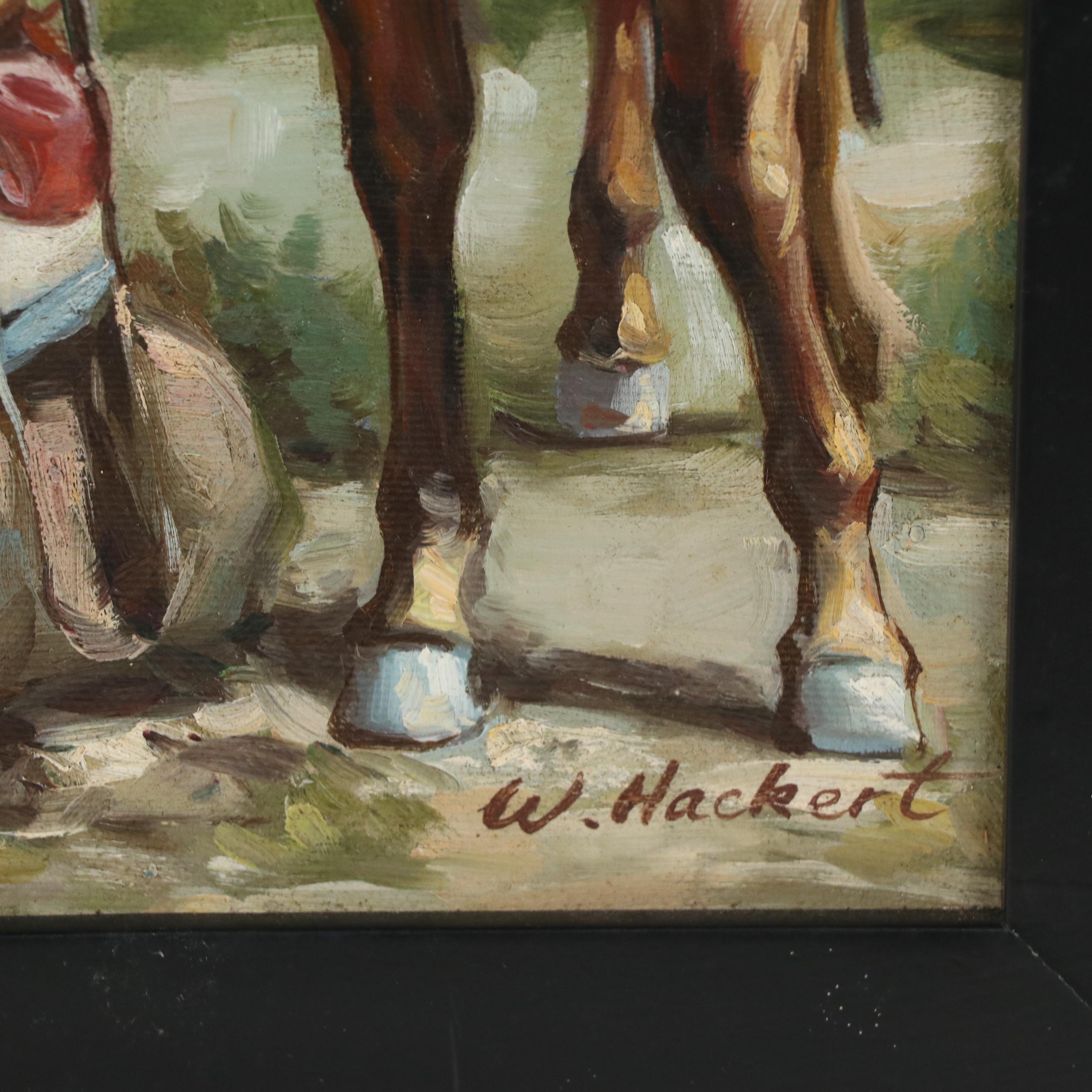 W. Hackert Western Genre Oil Painting