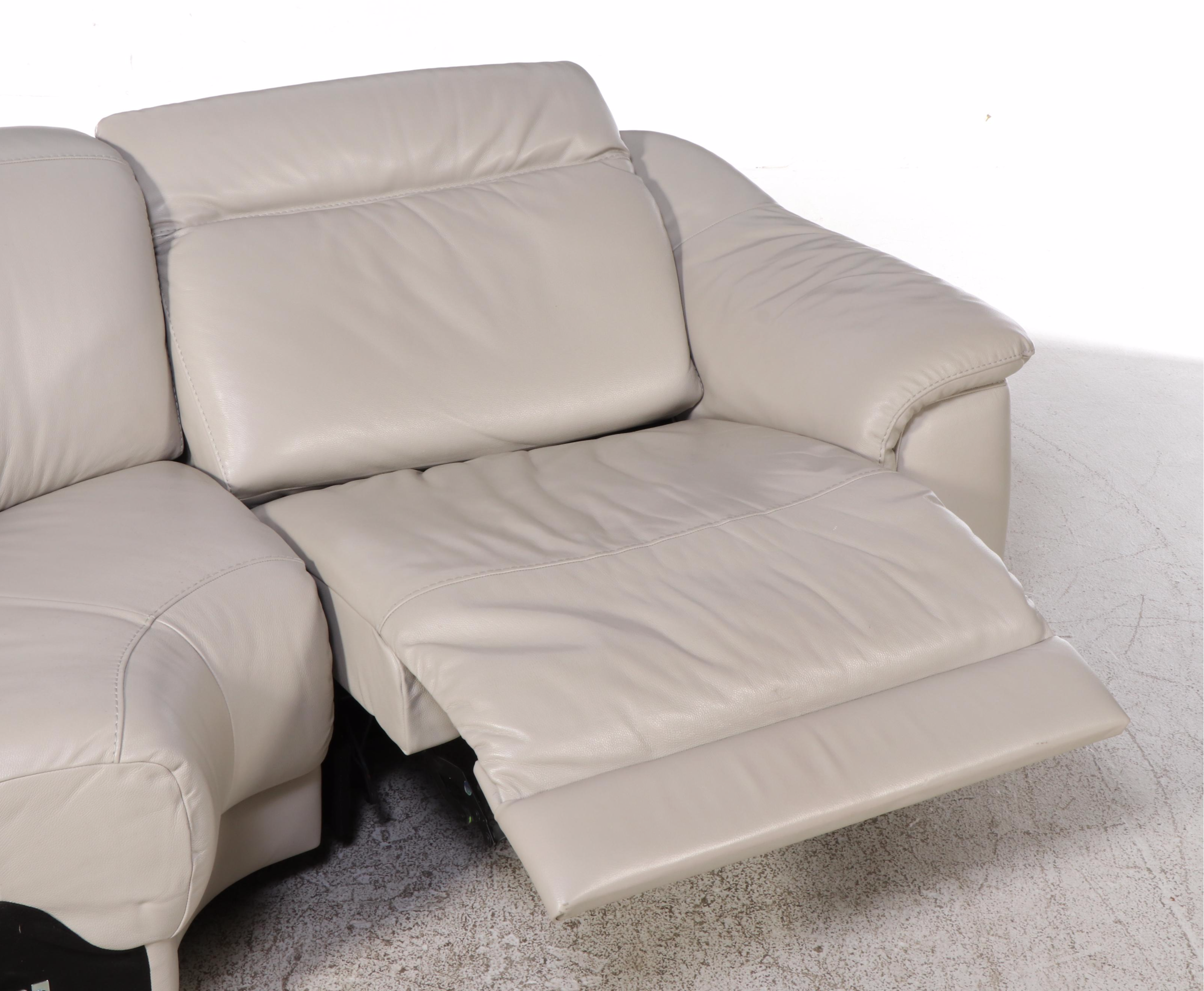 Natuzzi Leather Power Reclining Sectional Sofa