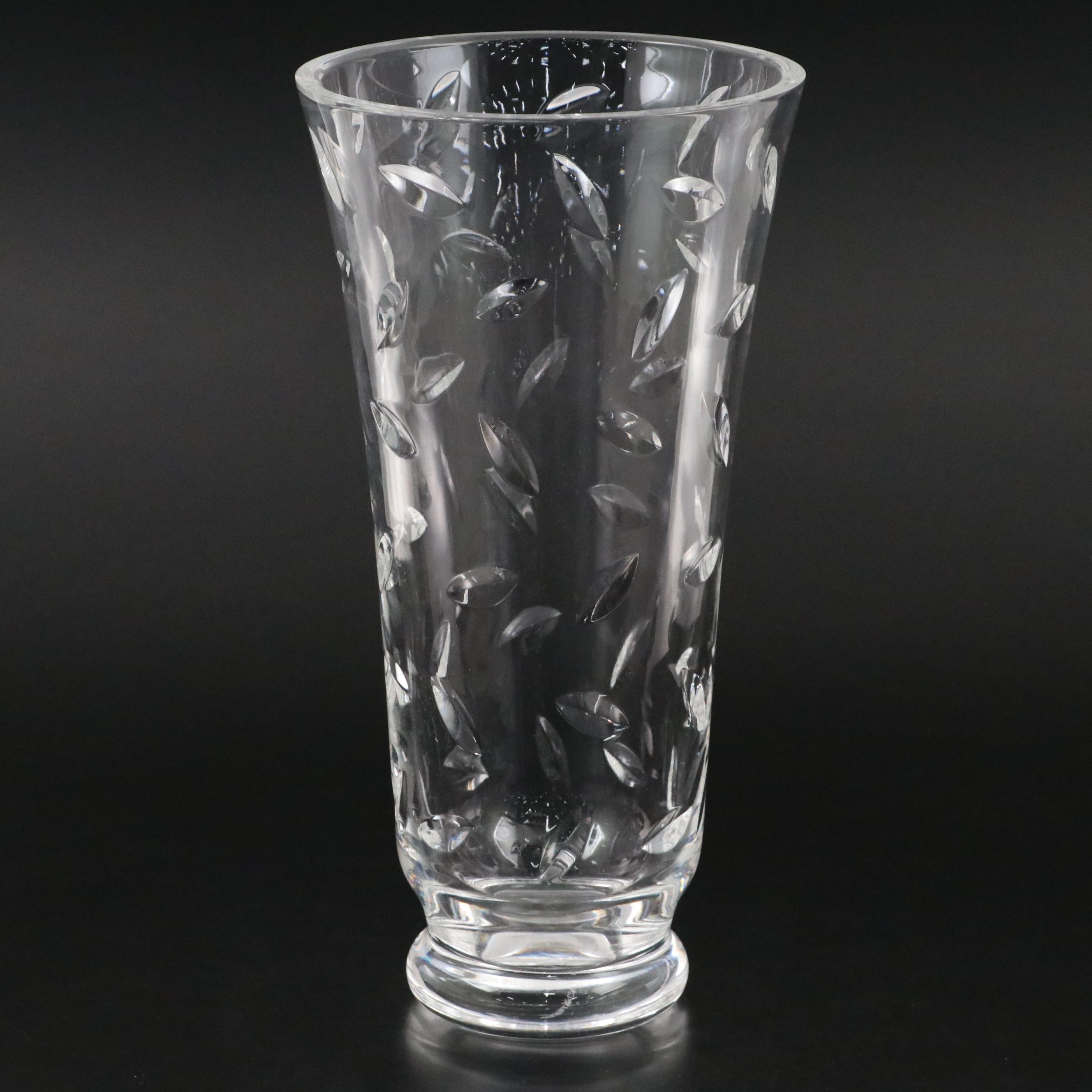 Tiffany & Co. Leaf Motif Cut Crystal Vase