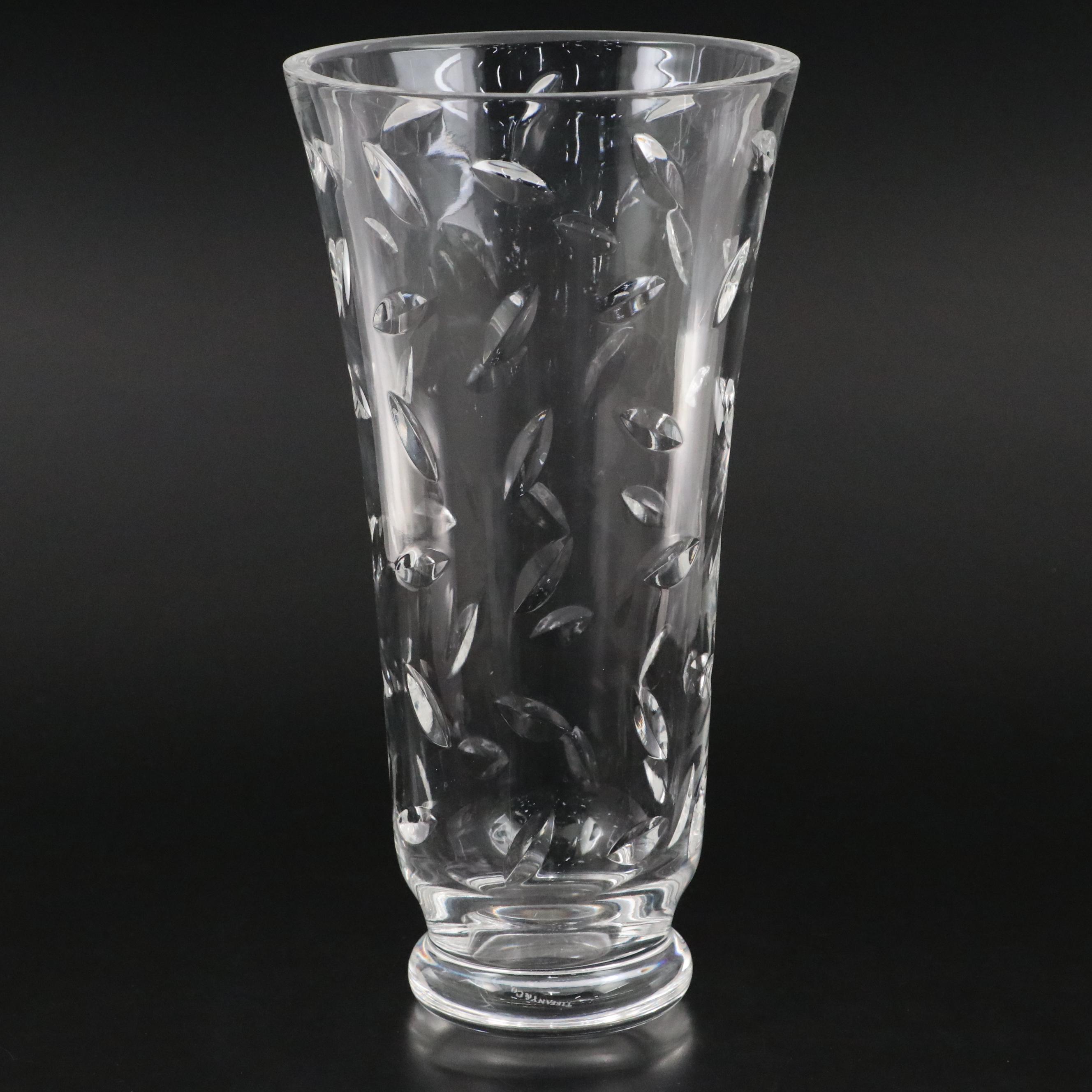 Tiffany & Co. Leaf Motif Cut Crystal Vase