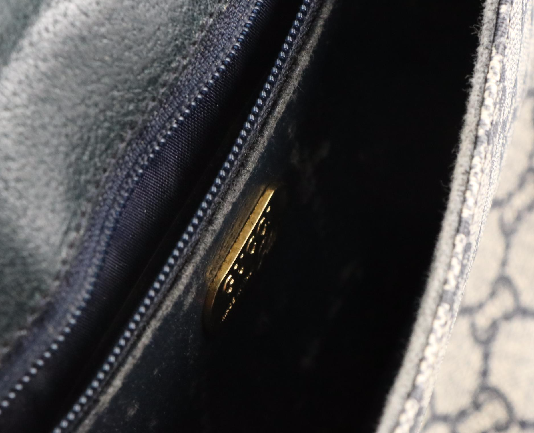 Gucci Plus Front Flap Crossbody Bag in Navy Blue GG Plus Canvas and Leather Trim