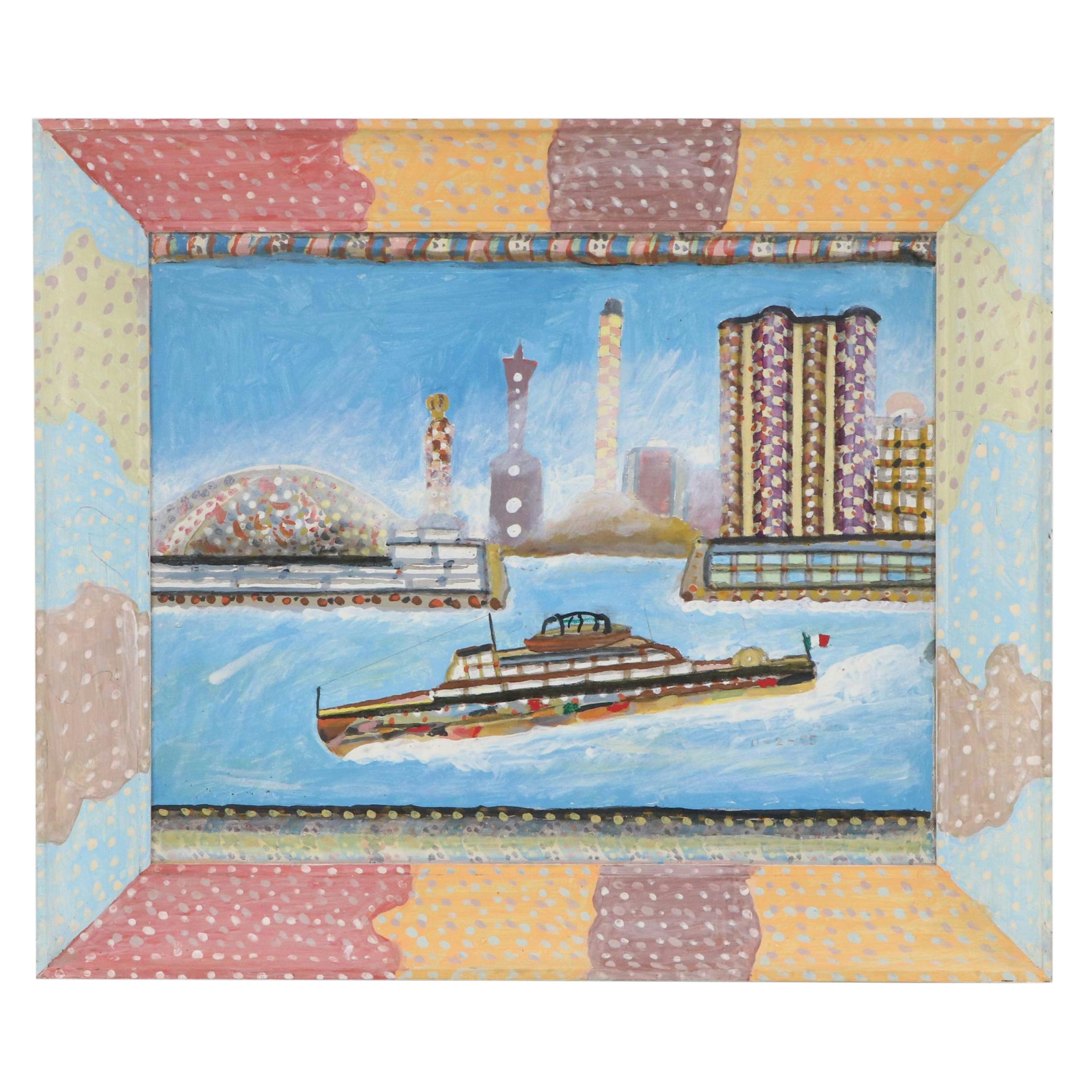 Alexander Aramburo Maldonado Modern Cityscape Oil Painting, 1985