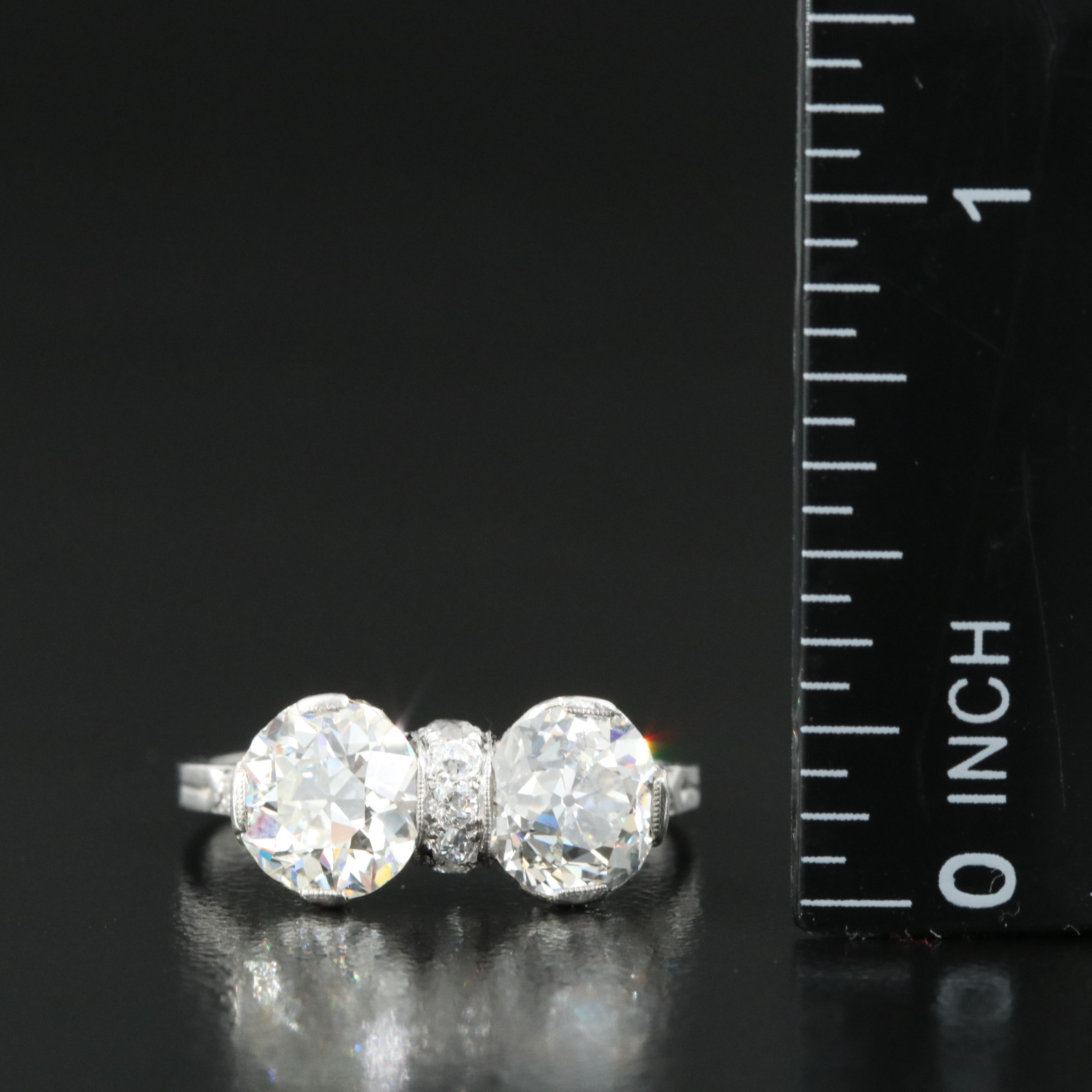 Edwardian Platinum 3.81 CTW Diamond Toi-et-Moi Ring