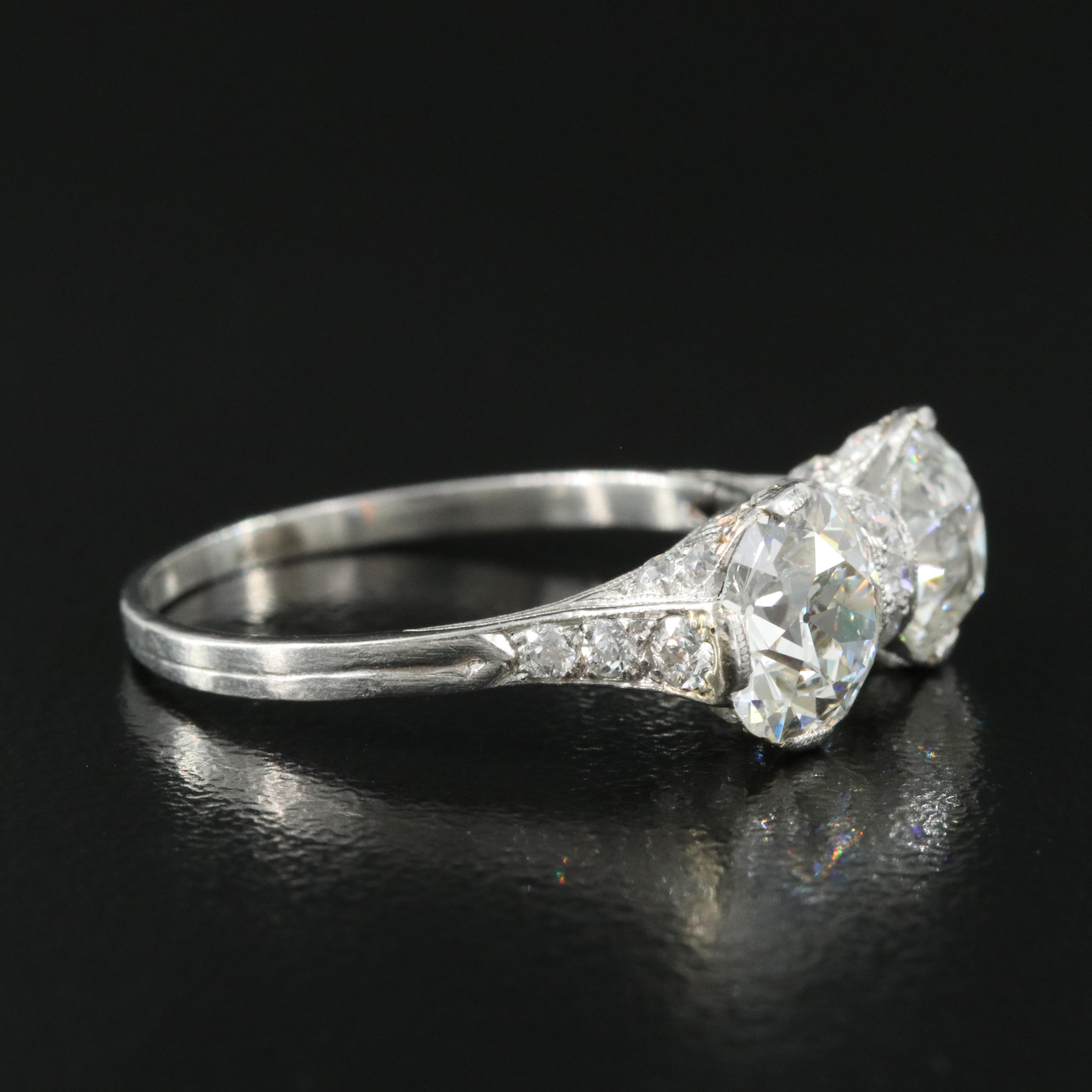 Edwardian Platinum 3.81 CTW Diamond Toi-et-Moi Ring