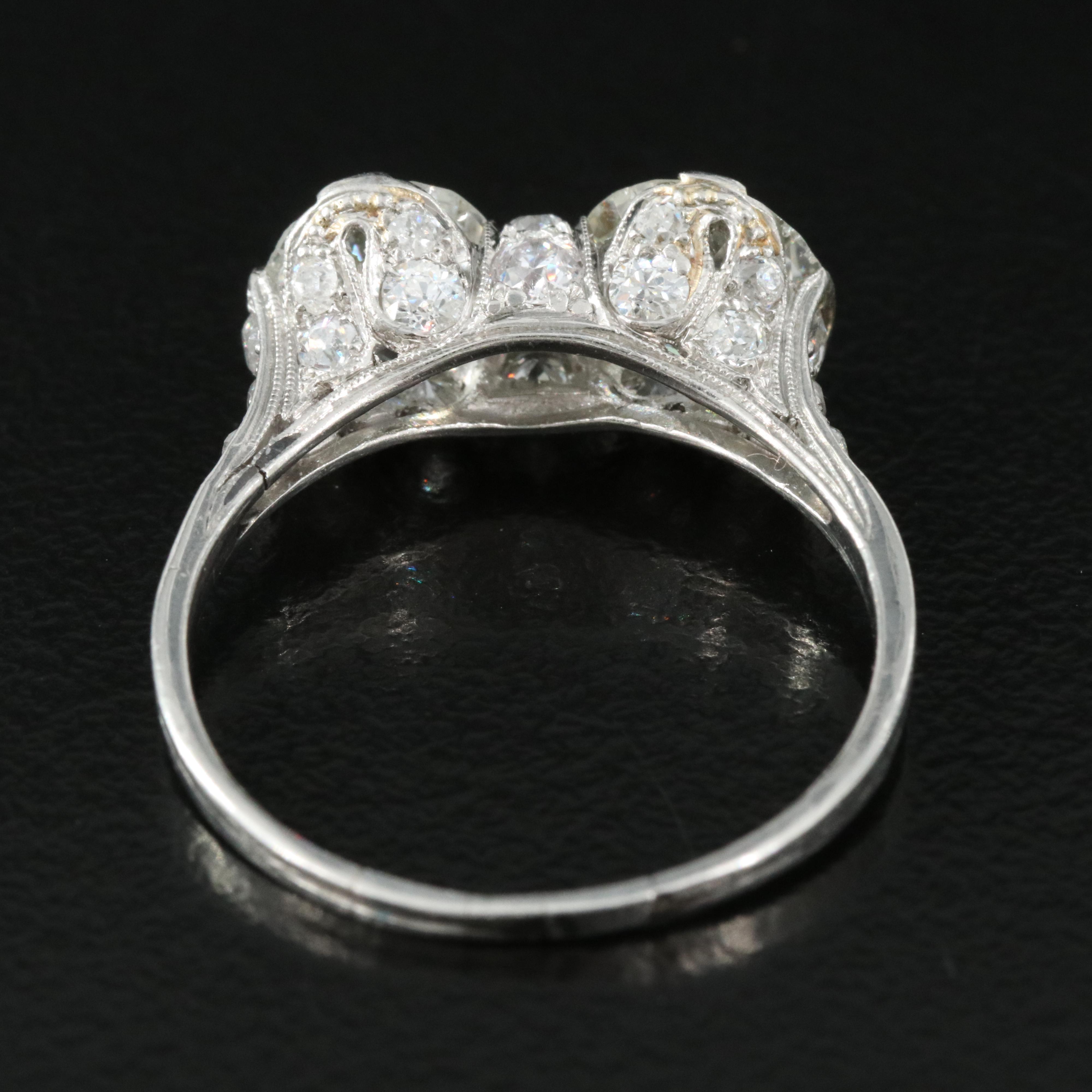 Edwardian Platinum 3.81 CTW Diamond Toi-et-Moi Ring