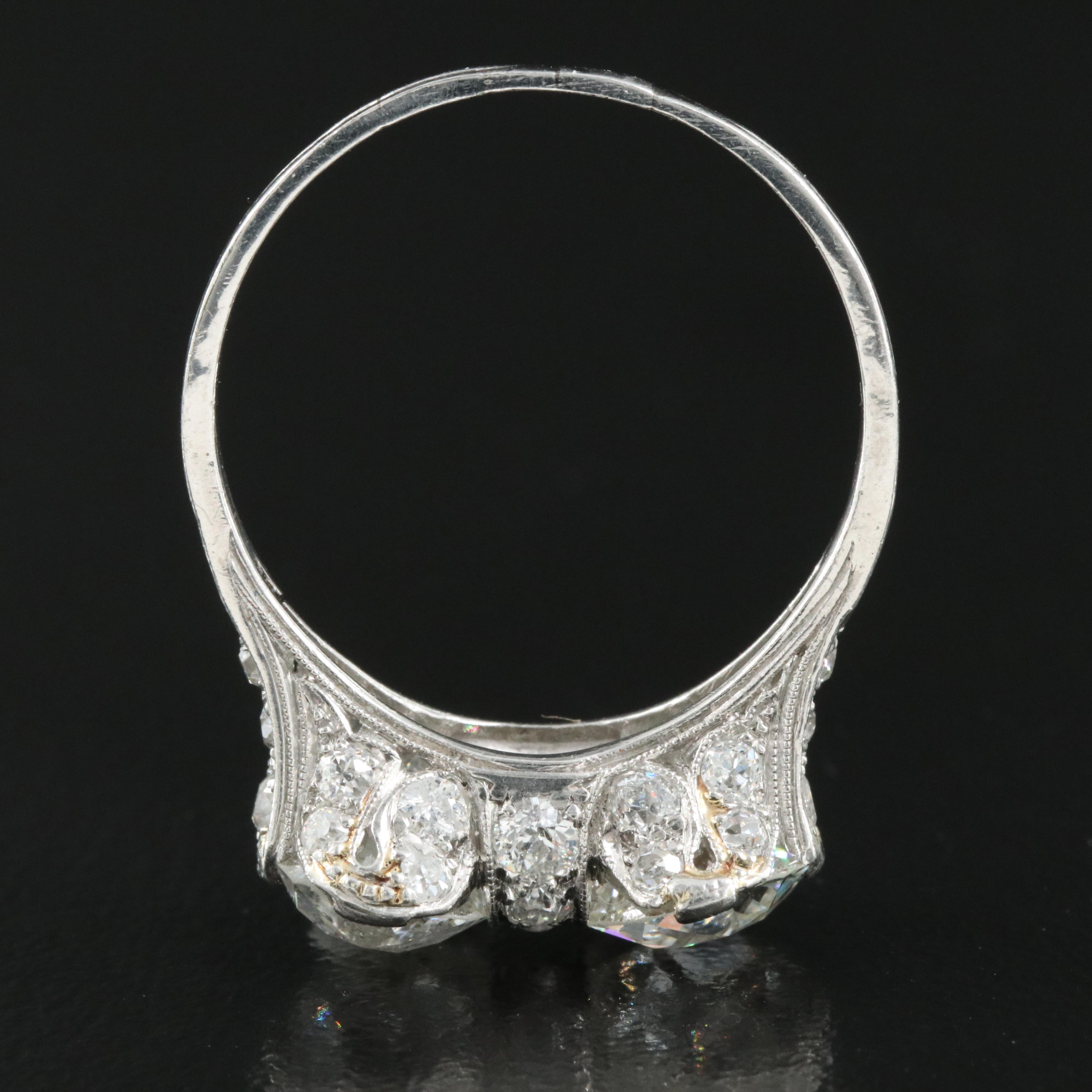 Edwardian Platinum 3.81 CTW Diamond Toi-et-Moi Ring