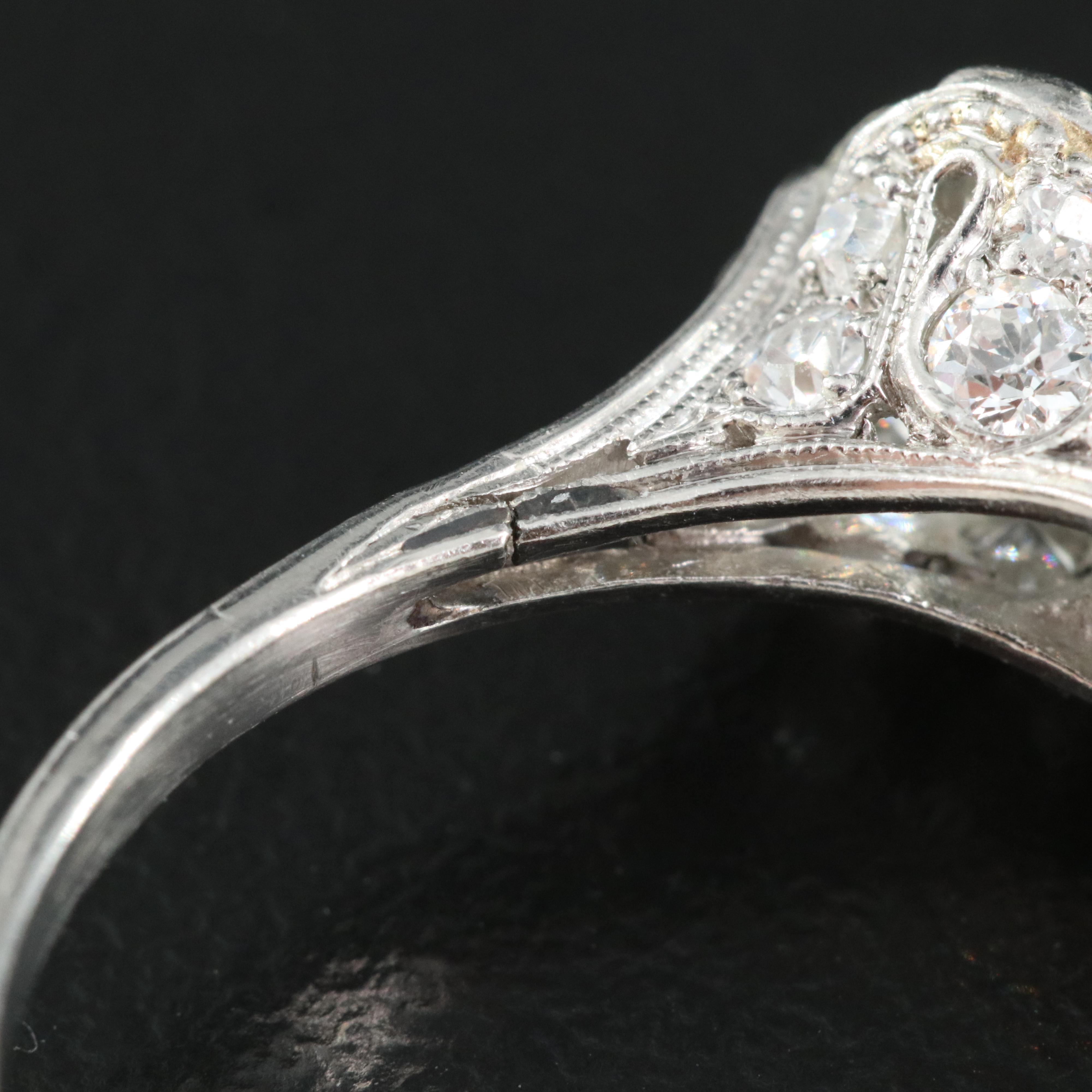 Edwardian Platinum 3.81 CTW Diamond Toi-et-Moi Ring
