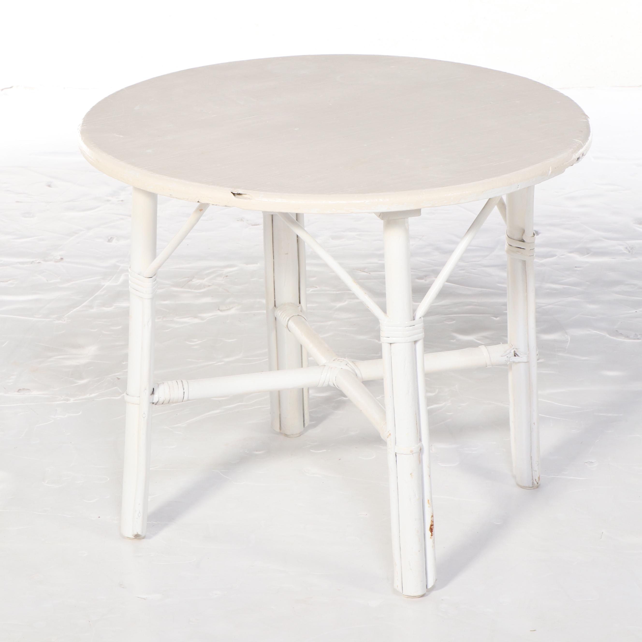 Hollywood Regency Painted Bentwood Table with Bench and Chair