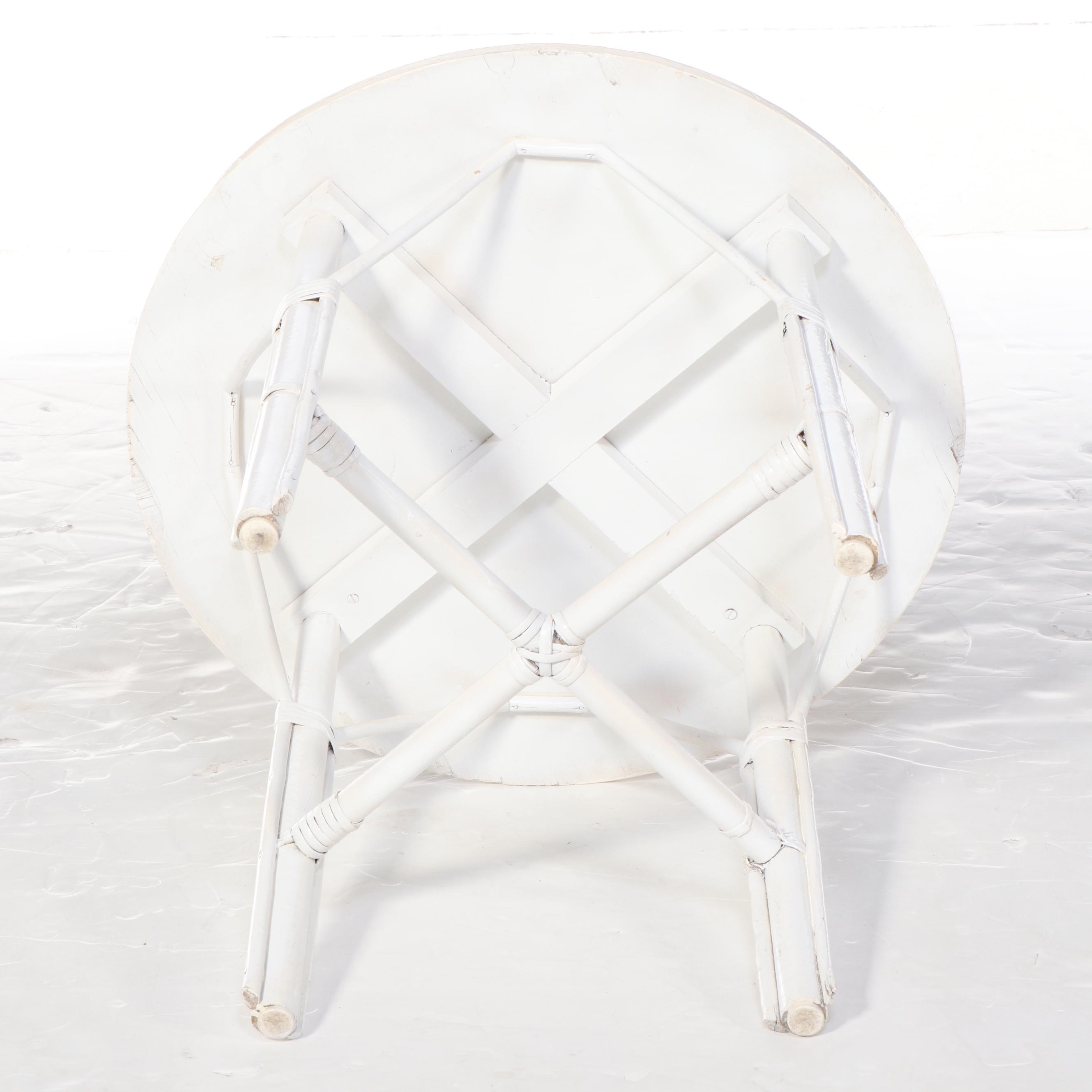 Hollywood Regency Painted Bentwood Table with Bench and Chair