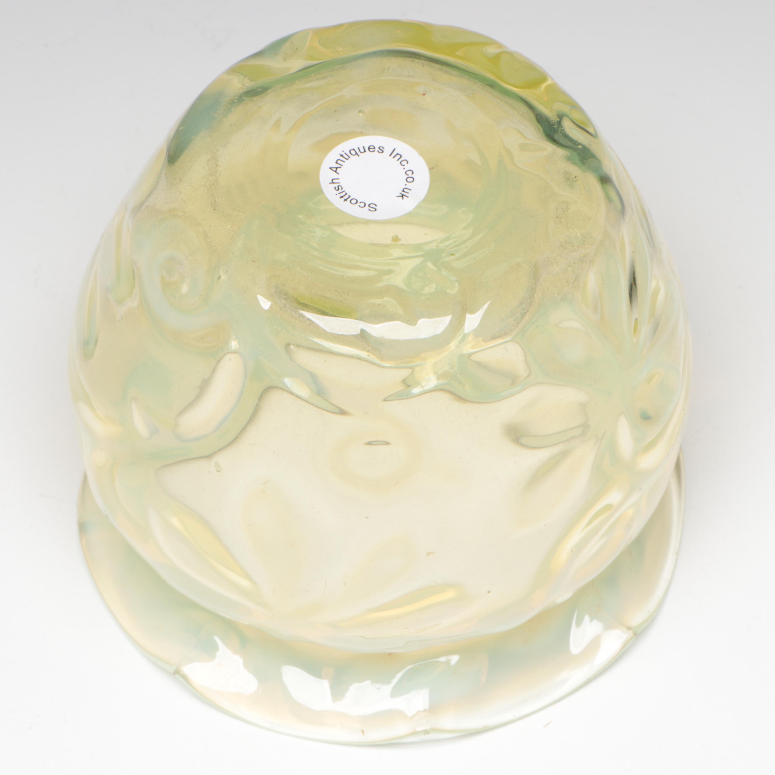 Richardson Horse Chestnut Leaf Vaseline Glass Vase