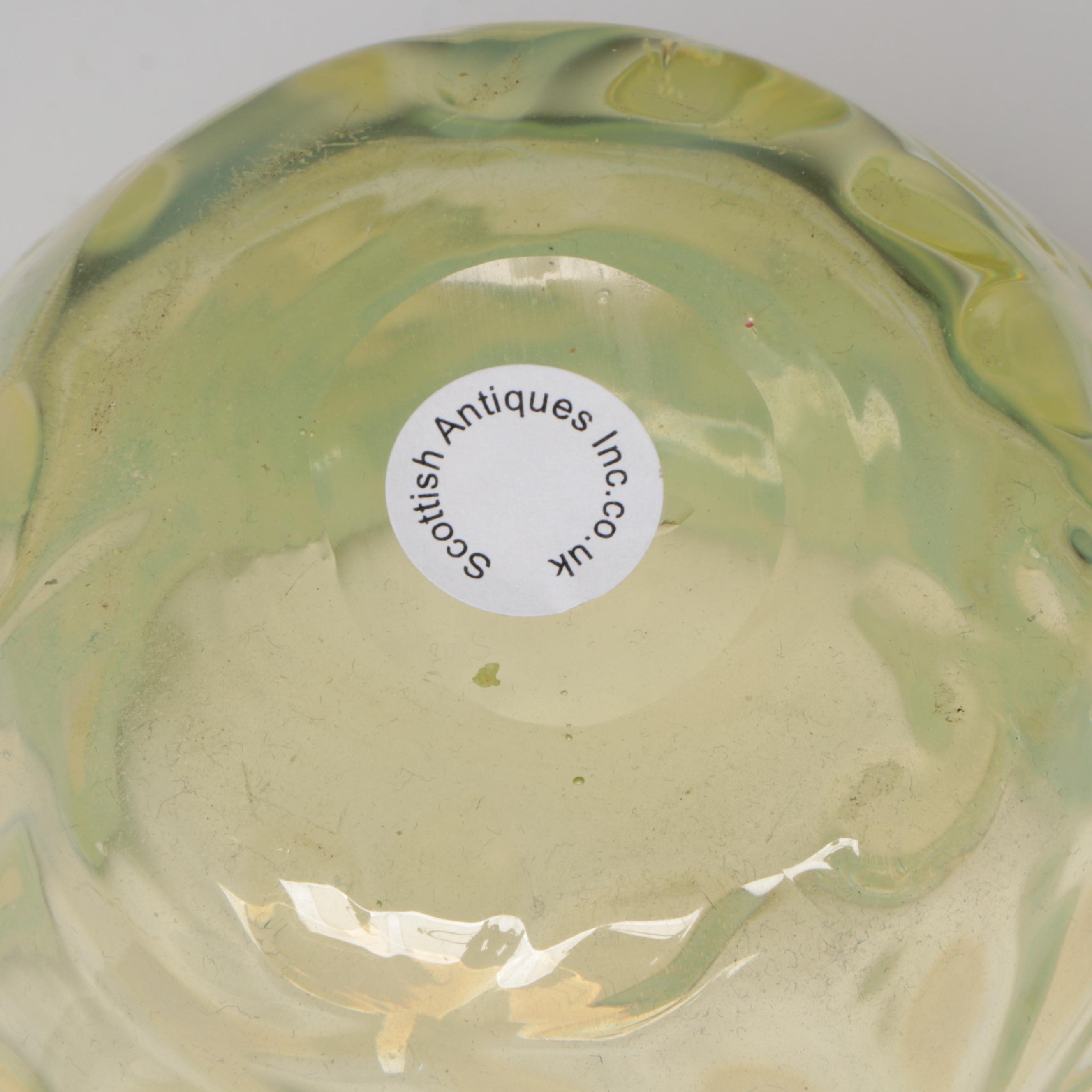 Richardson Horse Chestnut Leaf Vaseline Glass Vase