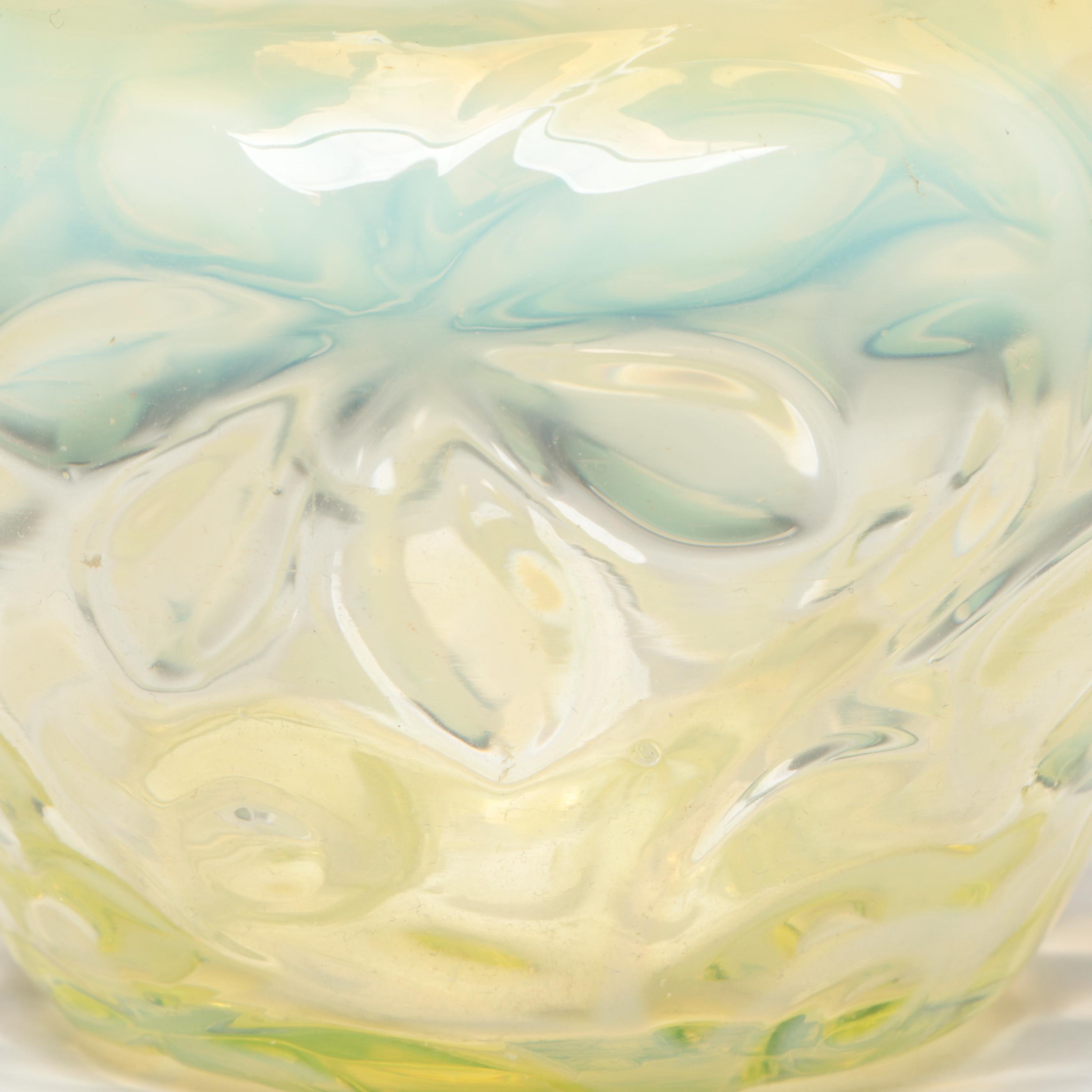 Richardson Horse Chestnut Leaf Vaseline Glass Vase