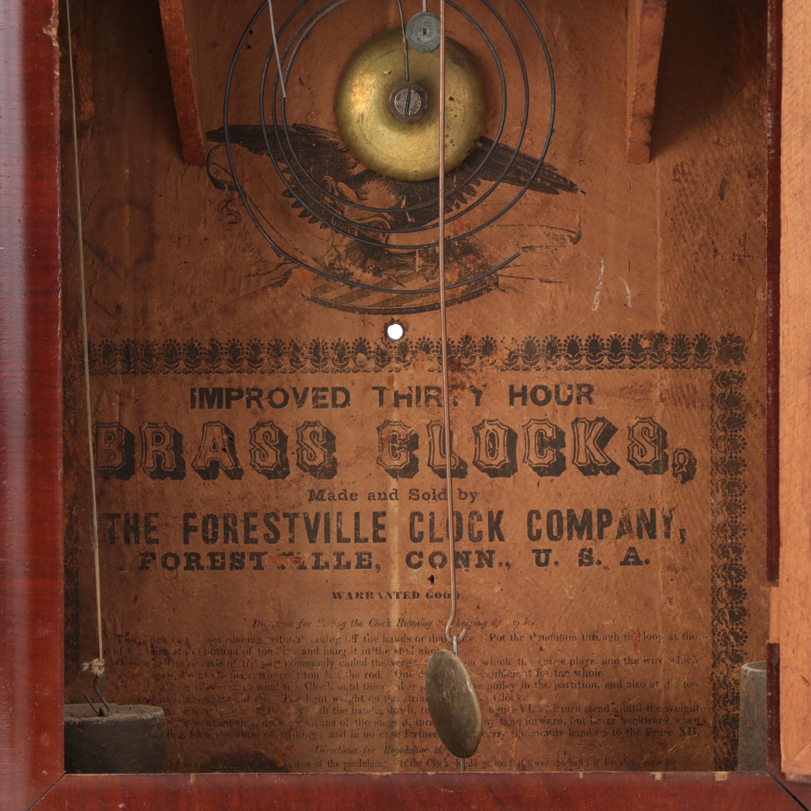 Forestville Clock Co. Mahogany Ogee Frame Wall Clock, Late 19th Century