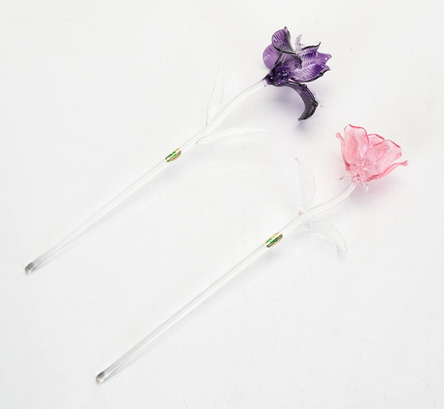 Waterford "Fleurology-Pink Rose" and "Fleurology-Purple Iris" In Boxes