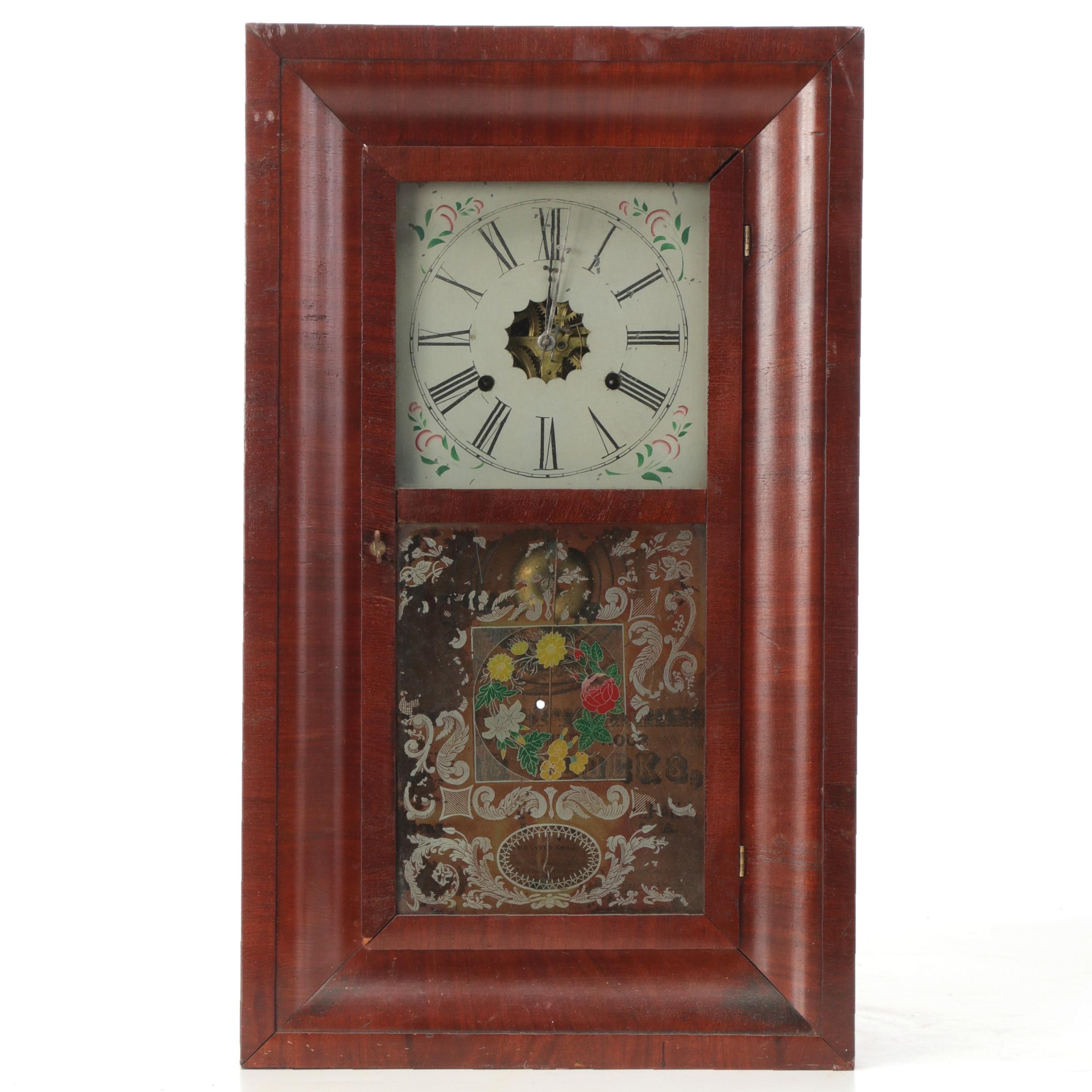 Forestville Clock Co. Mahogany Ogee Frame Wall Clock, Late 19th Century