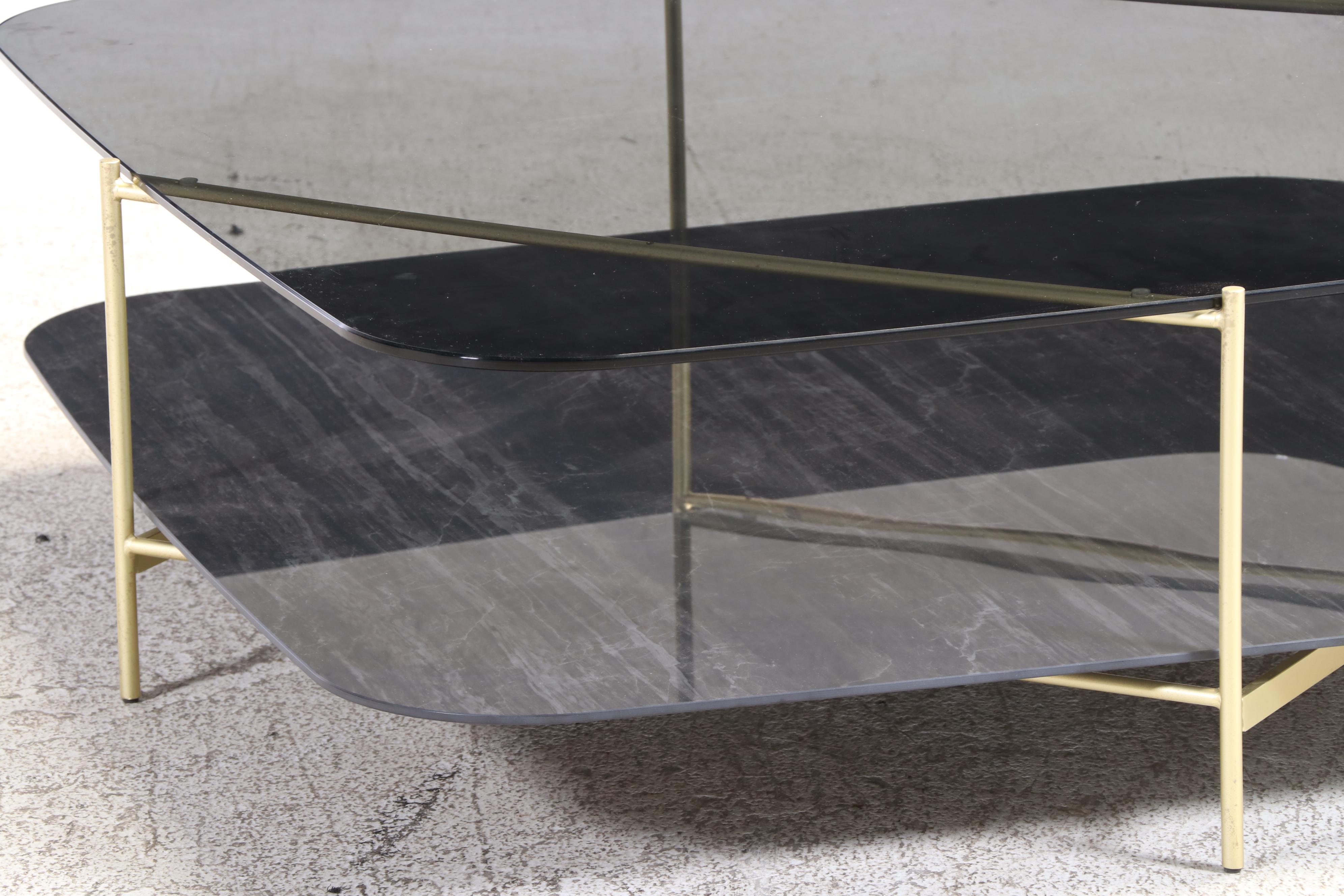 Ligne Roset Clyde Glass and Steel Low Coffee Table