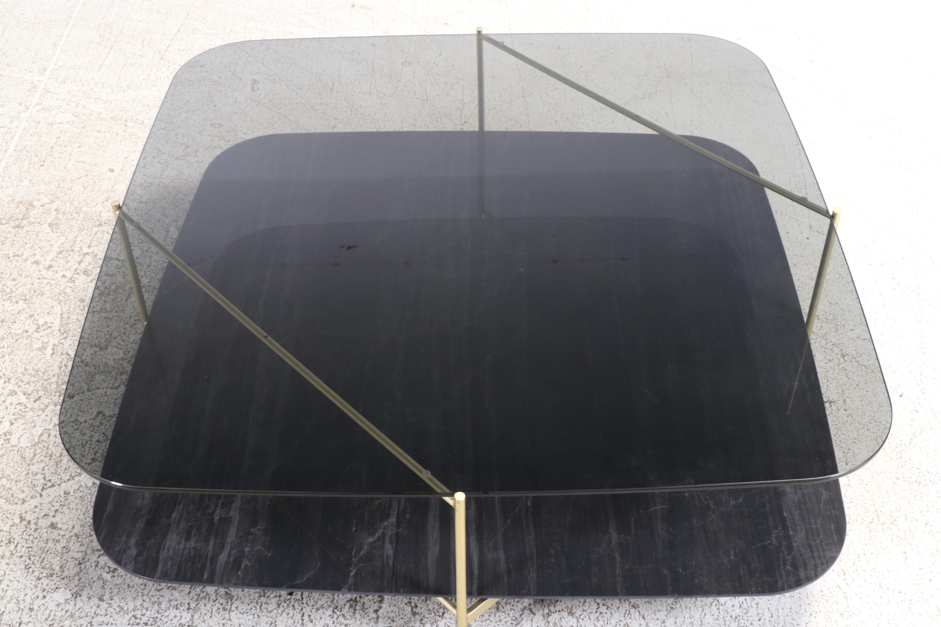 Ligne Roset Clyde Glass and Steel Low Coffee Table