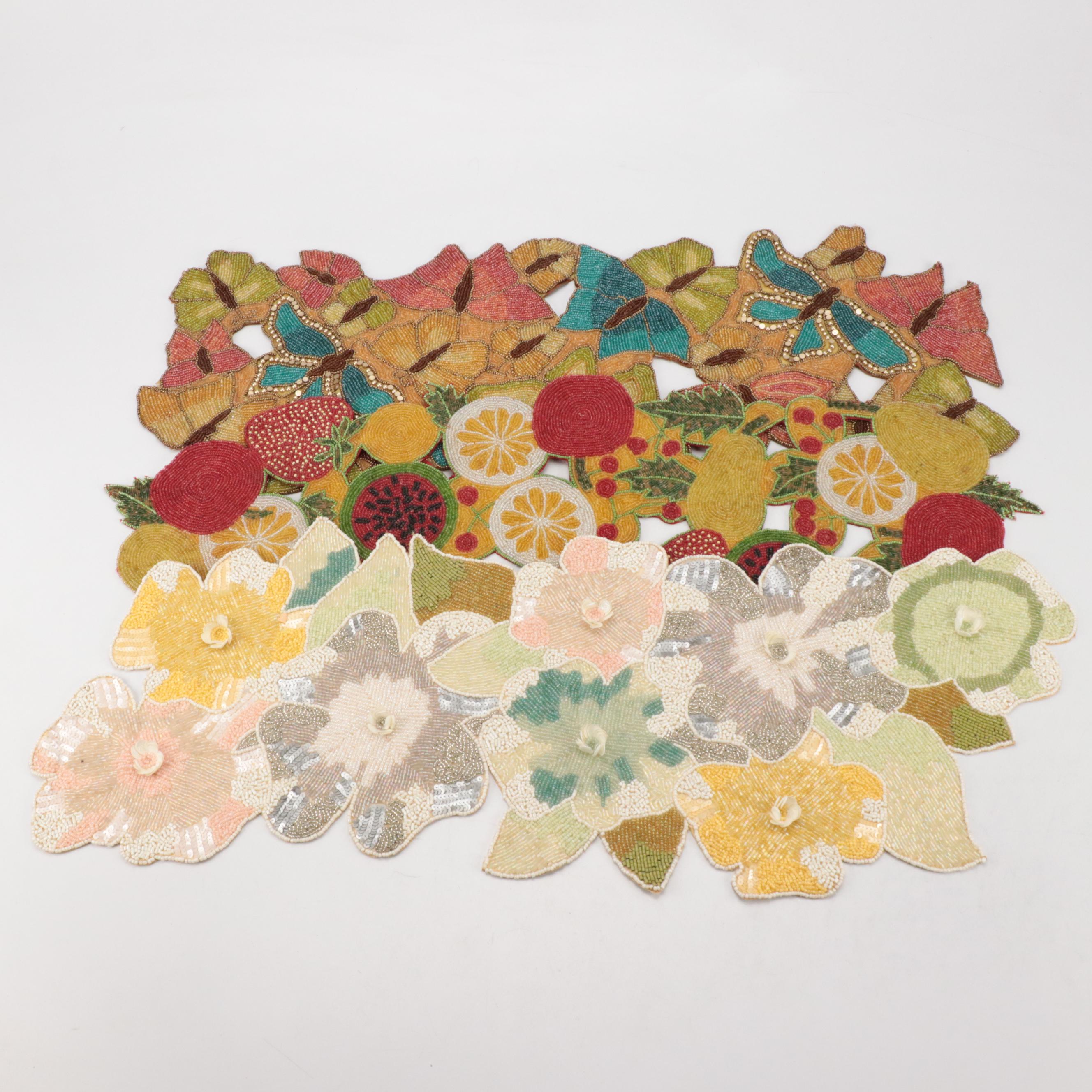 Pier 1 and Other Beaded Butterfly, Fruit, and Floral Table Runners EBTH