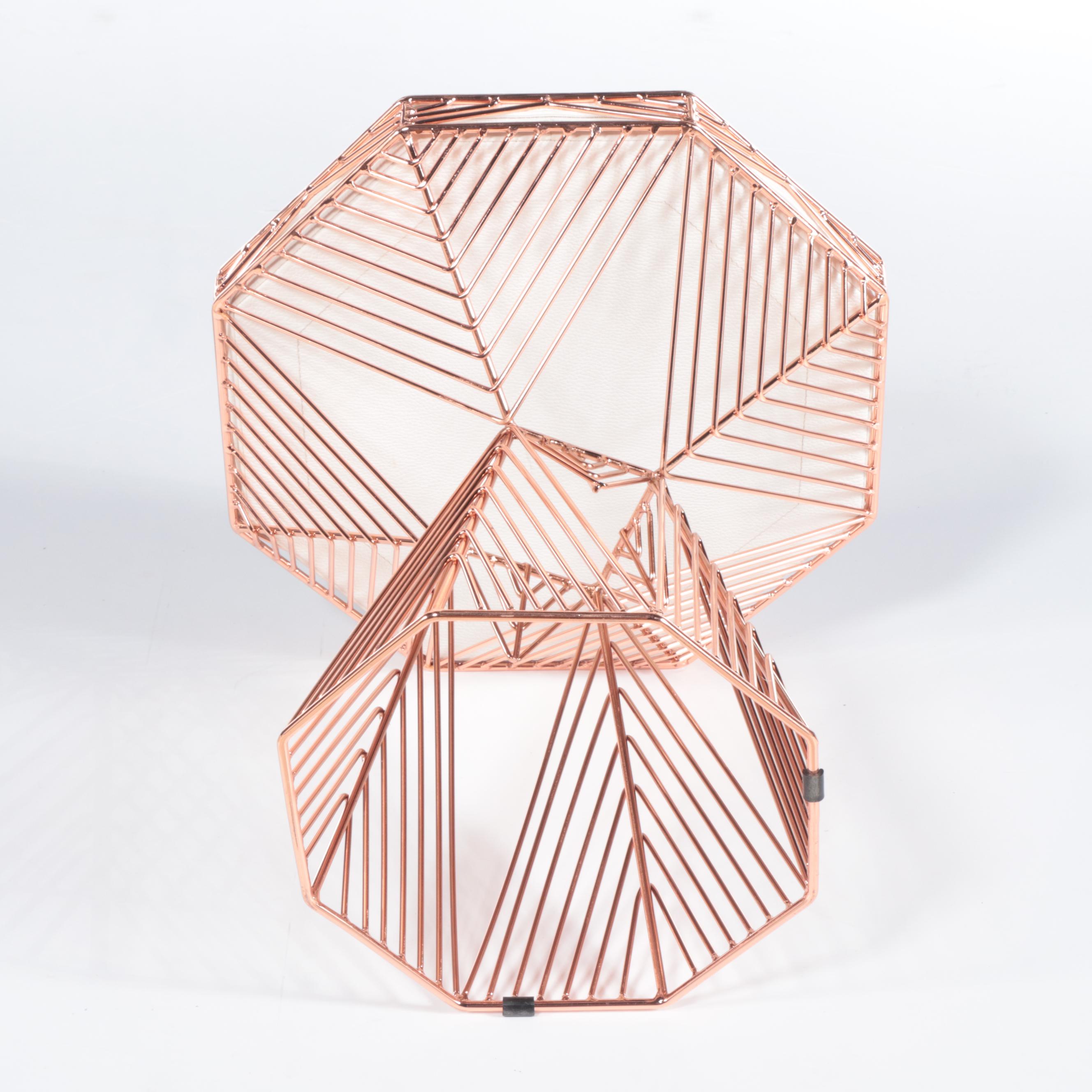 Bend Goods Switch Coppered Steel and White Leather Stool / Side Table