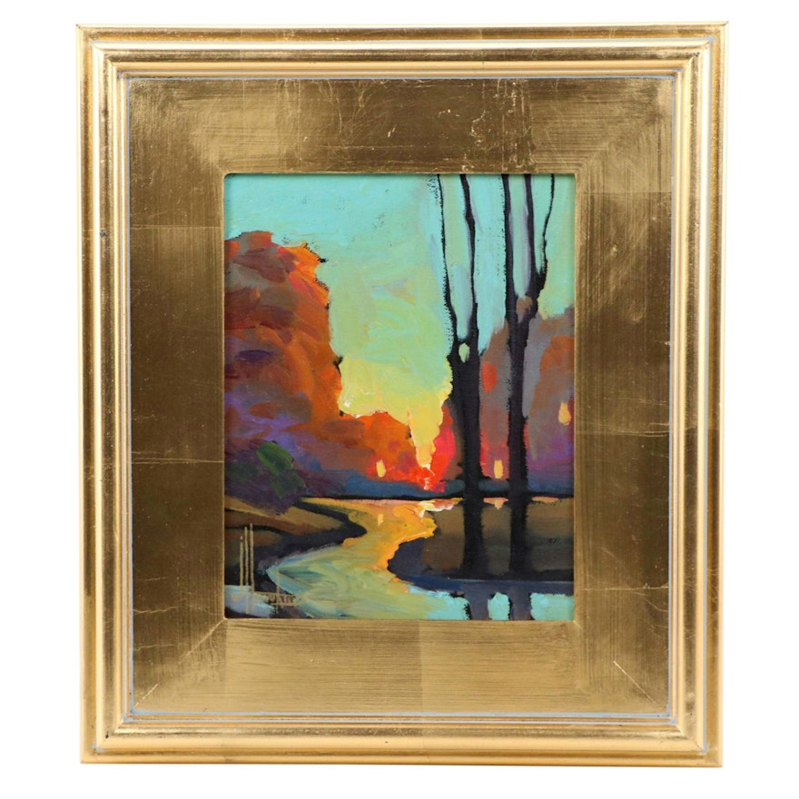 William Hawkins Sunrise Landscape Oil Painting