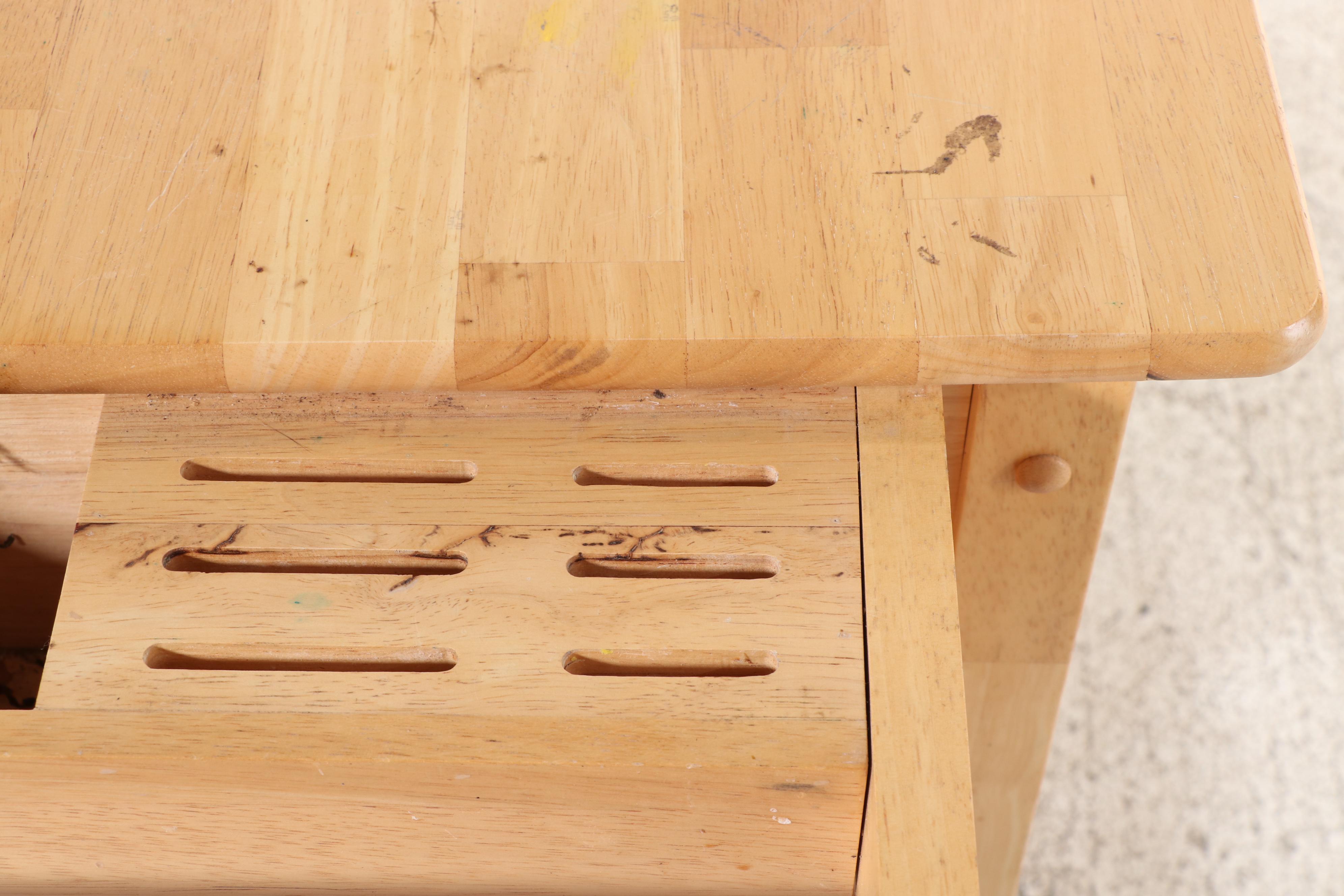 Contemporary Hardwood Three-Tier Kitchen Cart