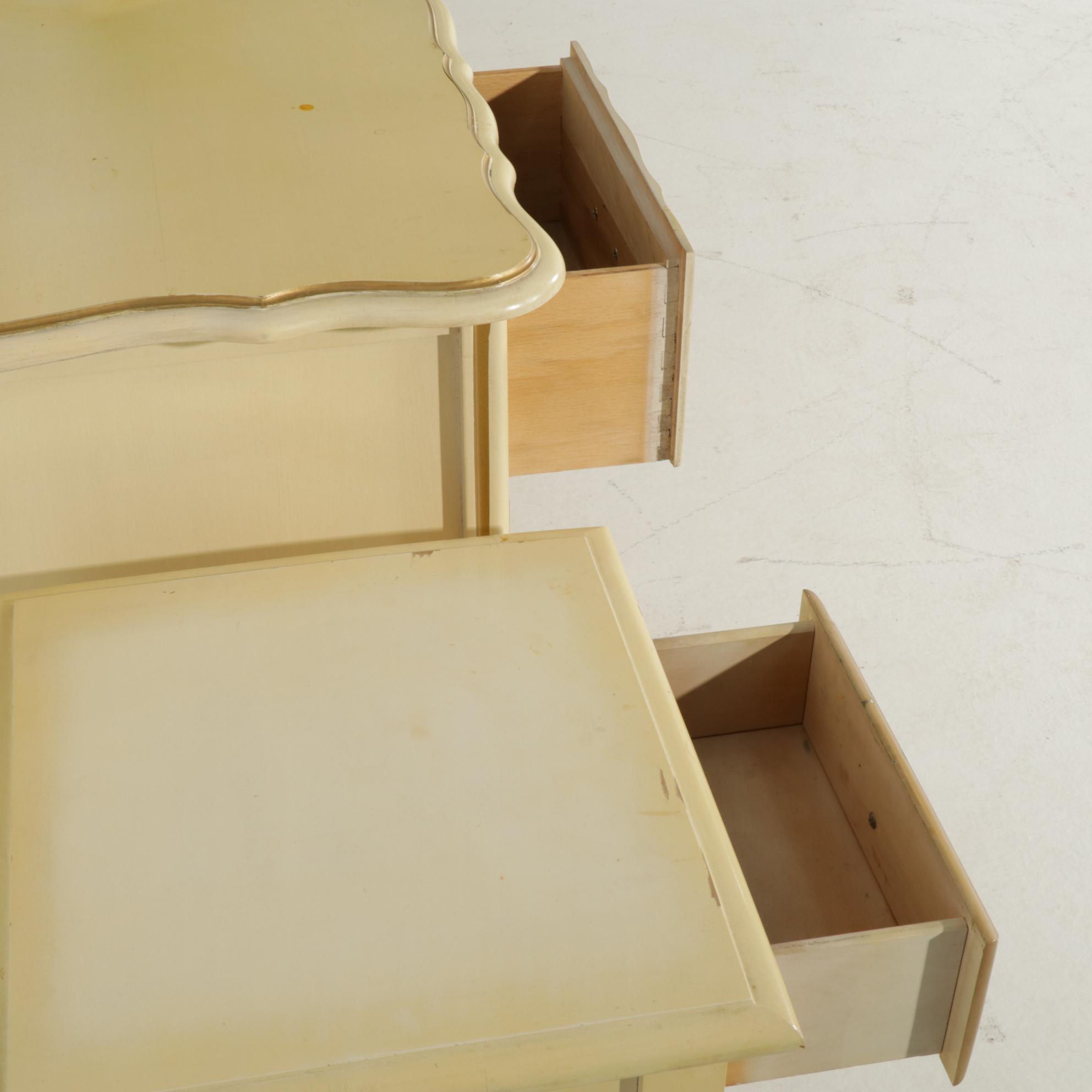 French Provincial Style Painted Wood and Gilt-Decorated Bedroom Suite