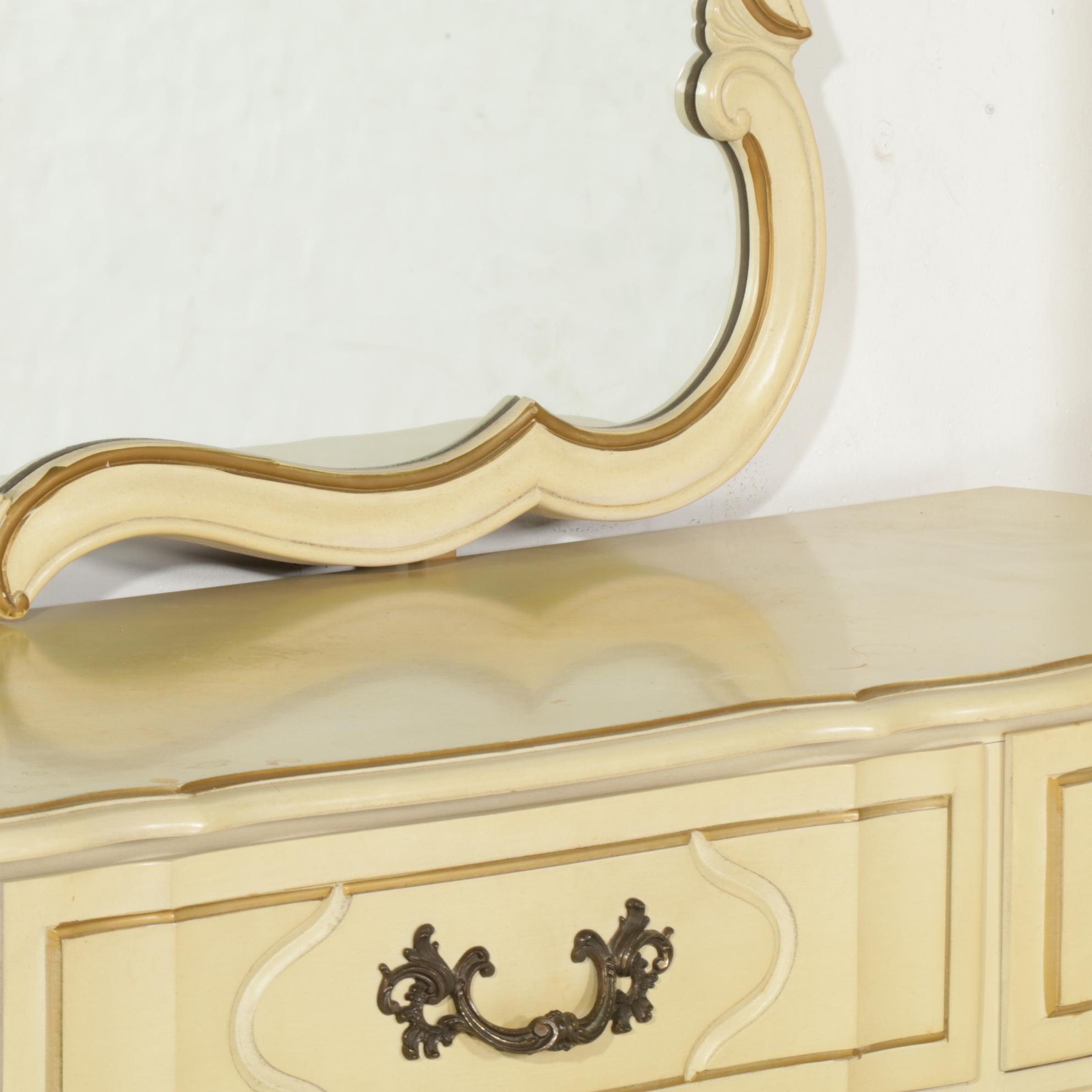 French Provincial Style Painted Wood and Gilt-Decorated Bedroom Suite