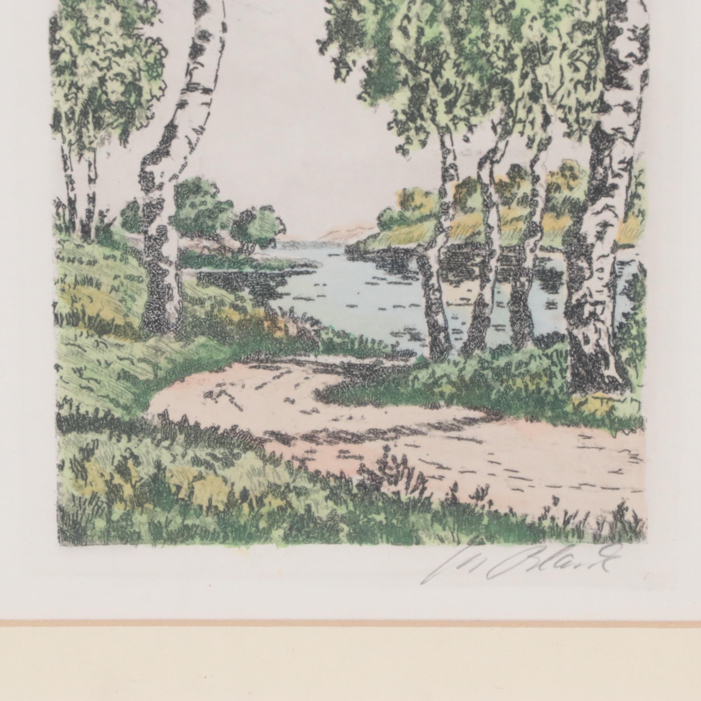 Lake Landscape Etching