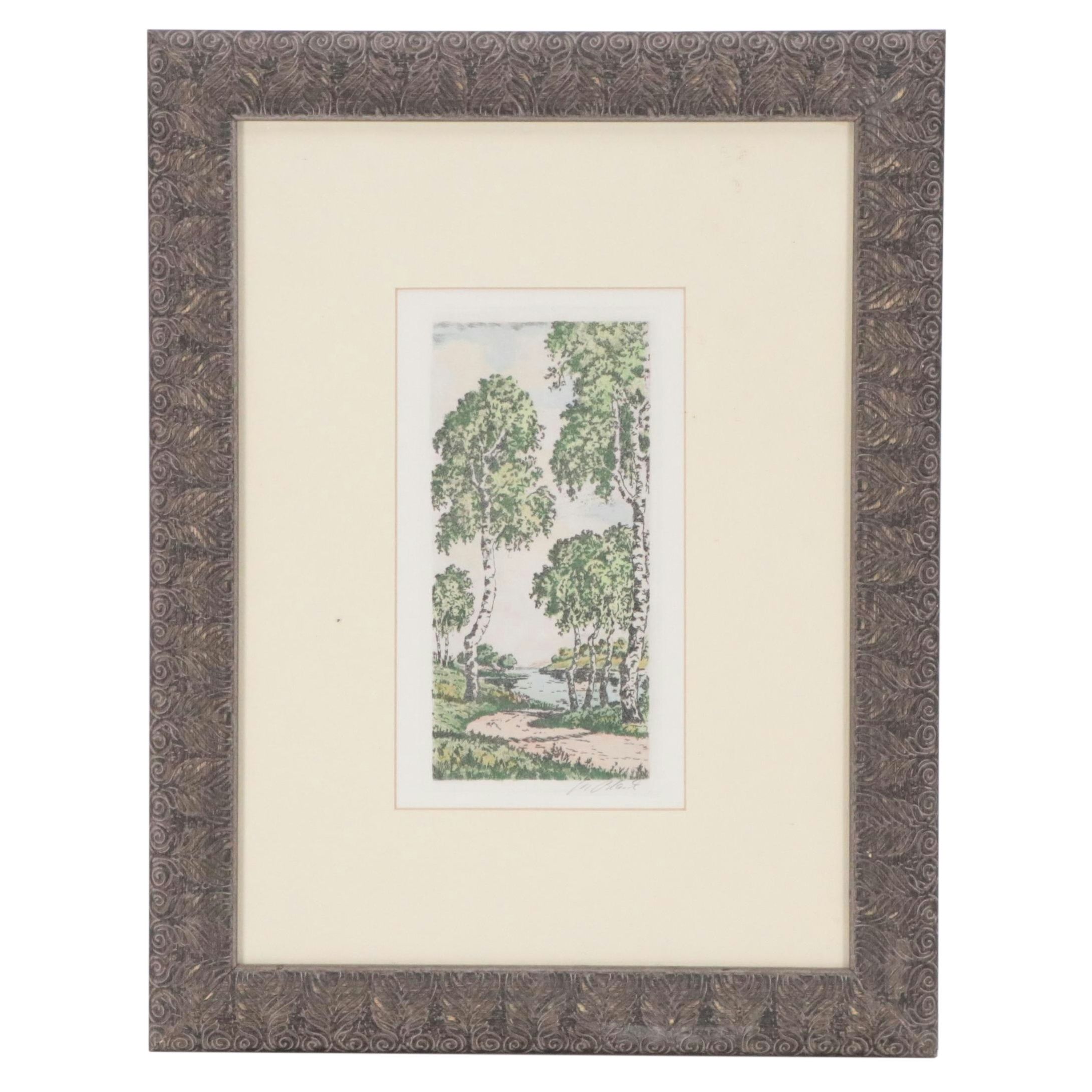 Lake Landscape Etching