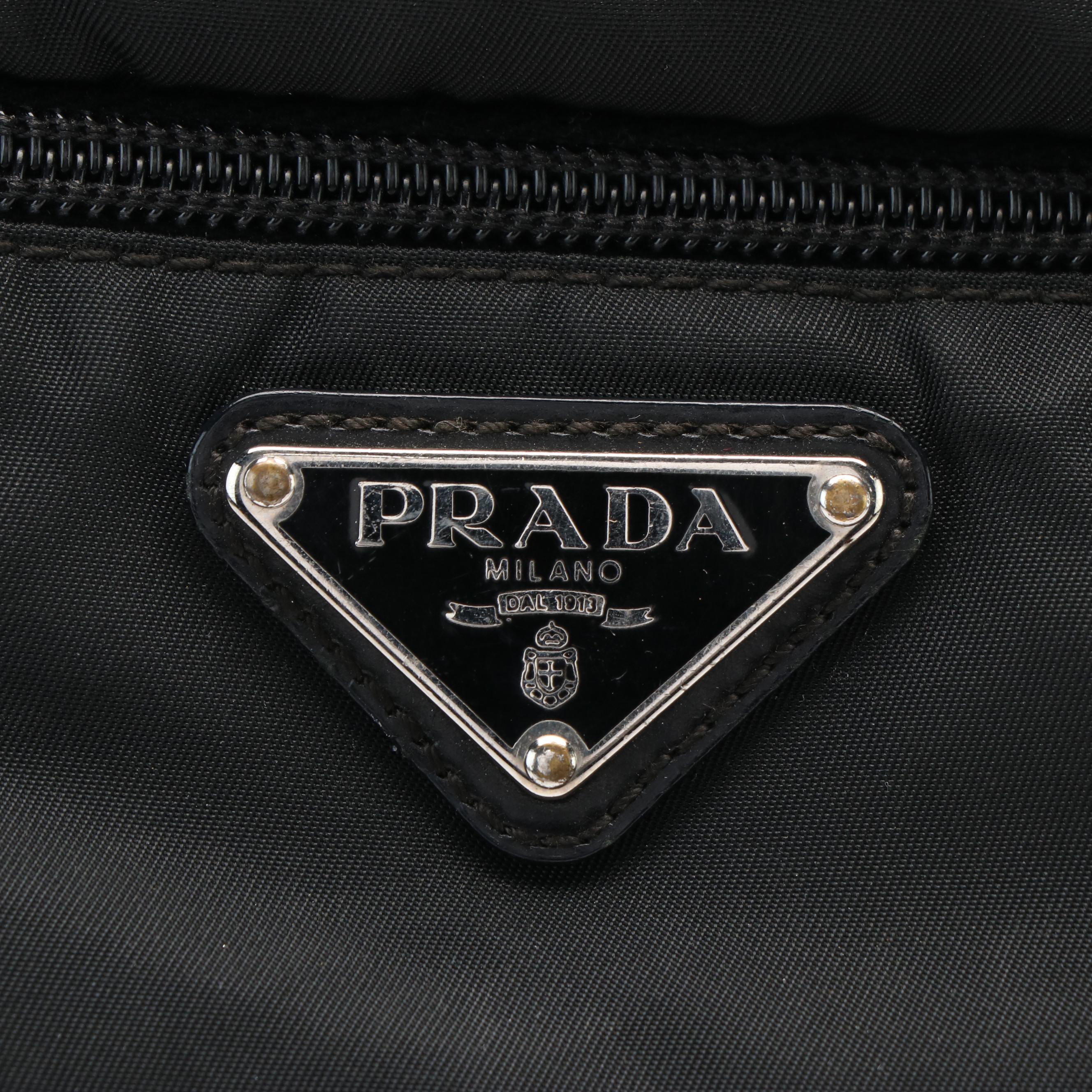Prada Triangular Logo Tessuto Black Nylon Messenger Bag