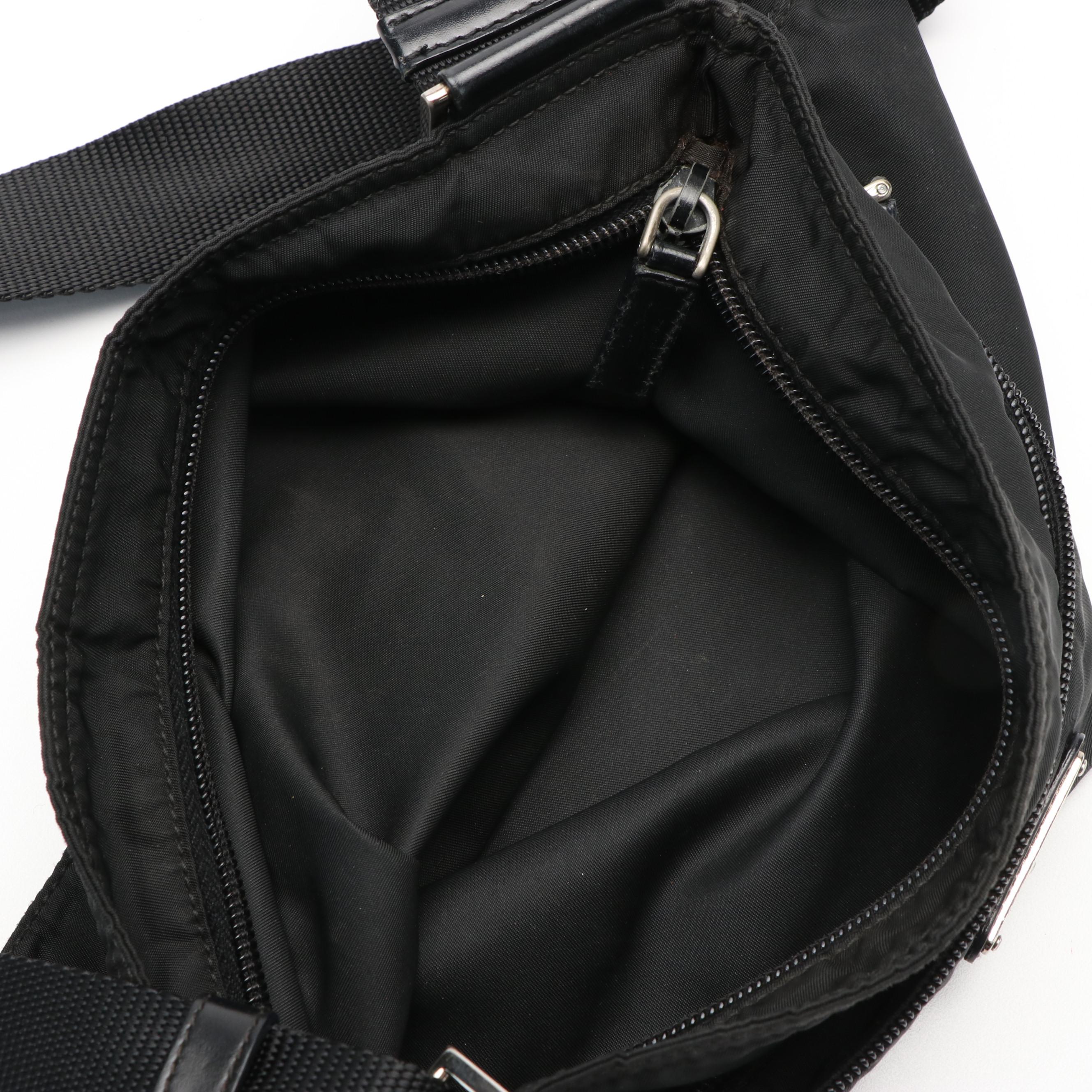 Prada Triangular Logo Tessuto Black Nylon Messenger Bag