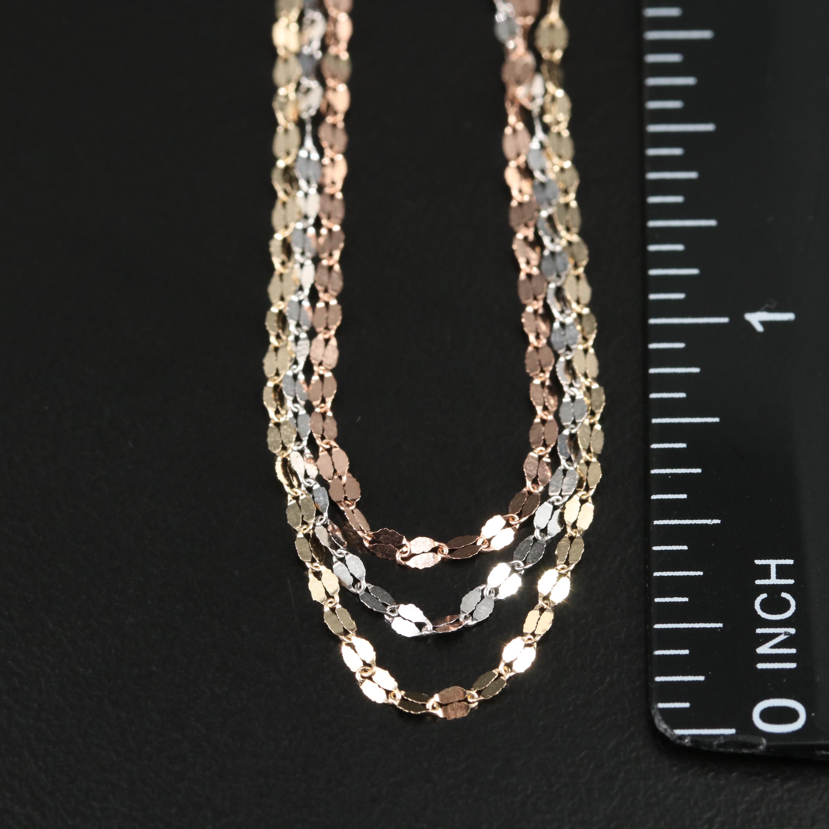 14K Tri-Color Triple-Strand Necklace