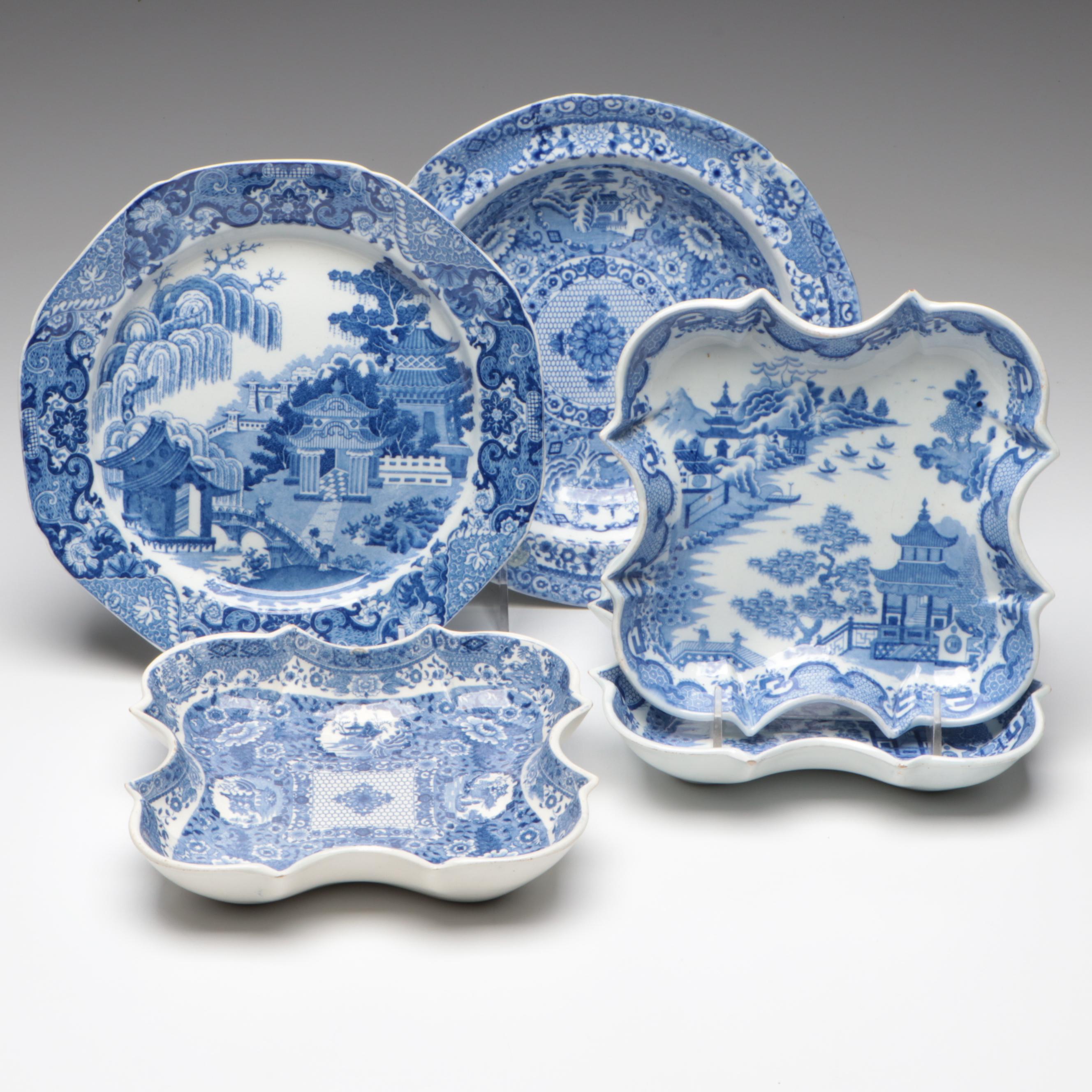 Spode Net Pattern with Other English Pearlware Tableware, Early 19th Century