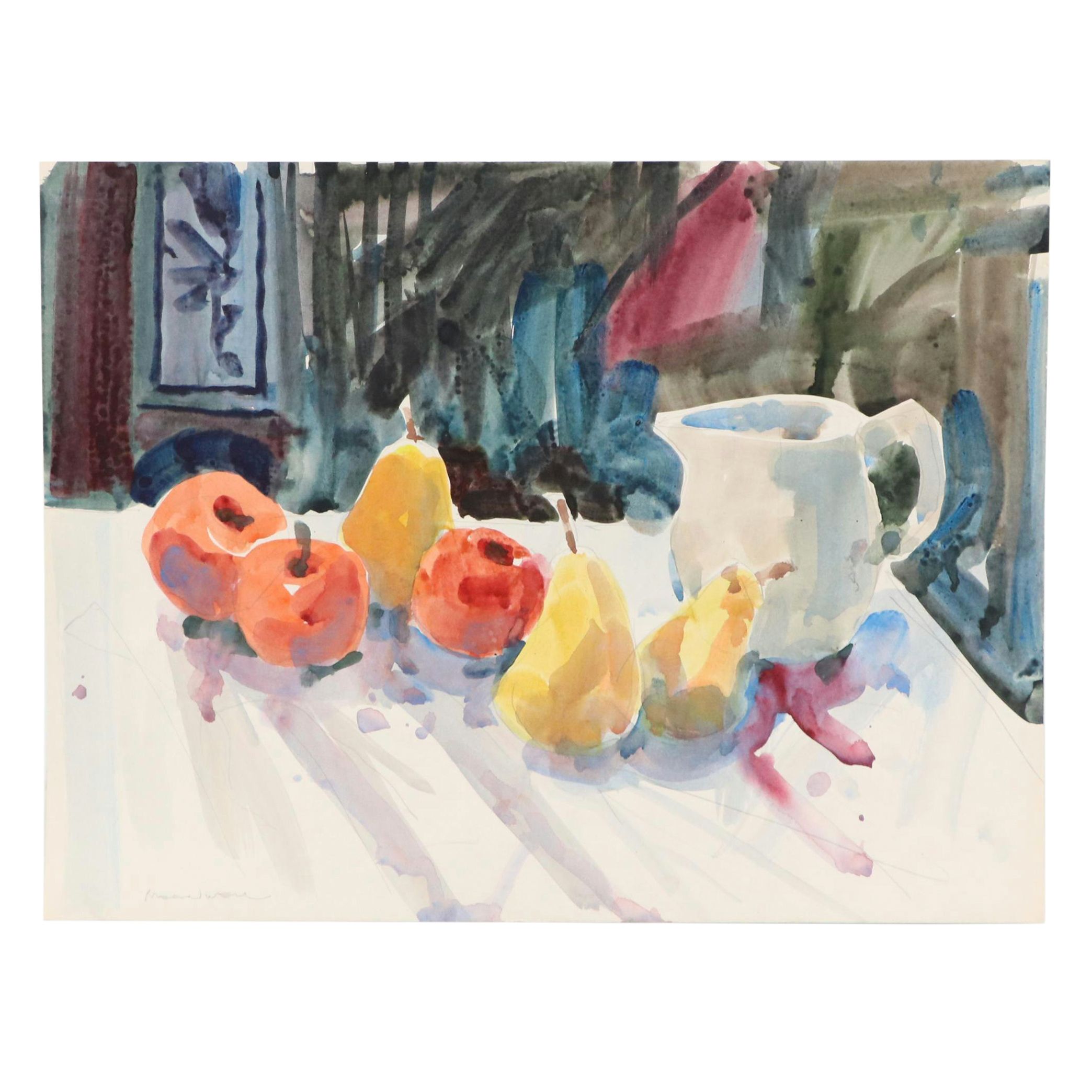 Jack Meanwell Modern Still Life Watercolor Painting, Late 20th Century